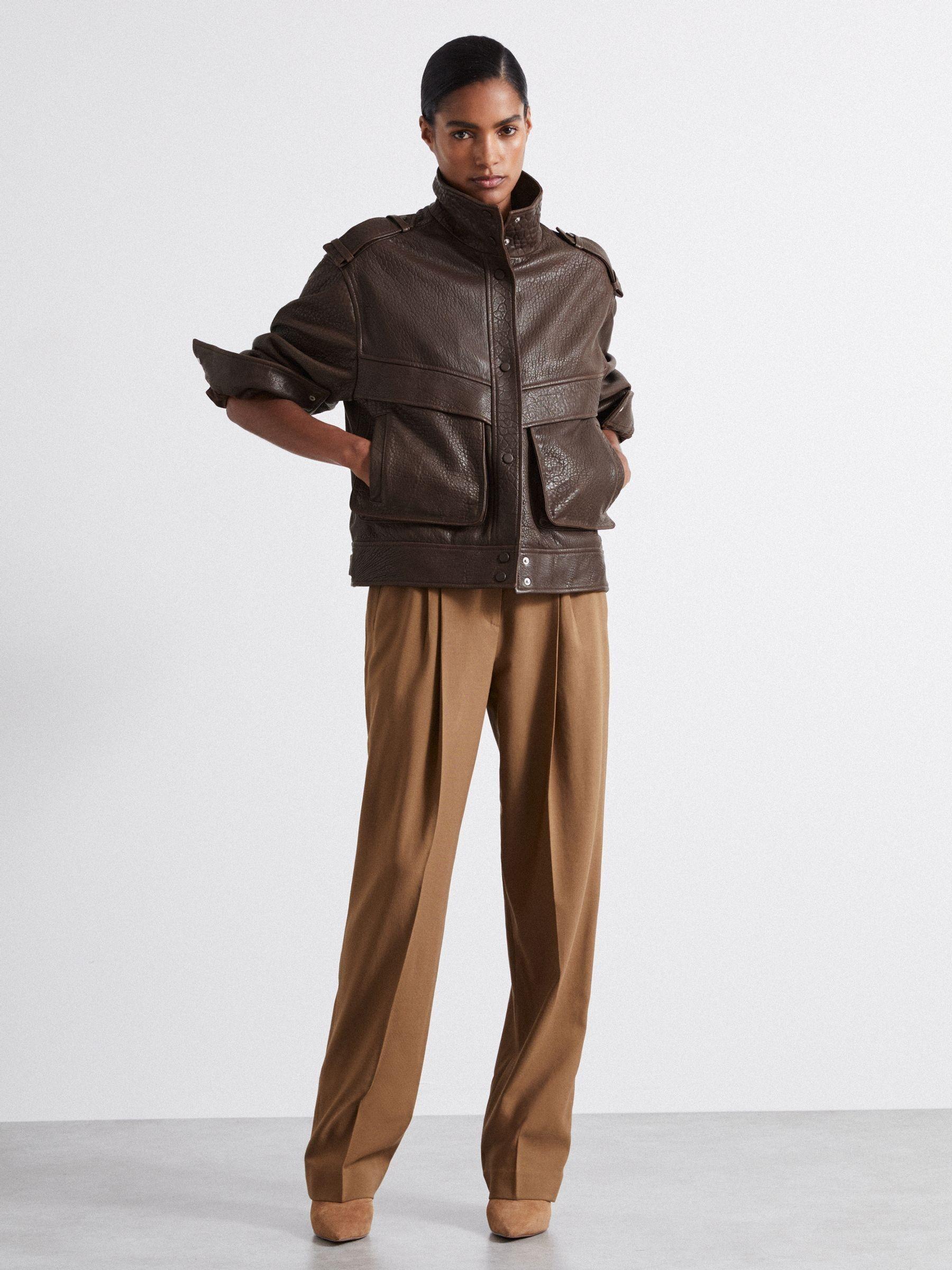 Atelier Grained Leather Jacket in Chocolate Product Image