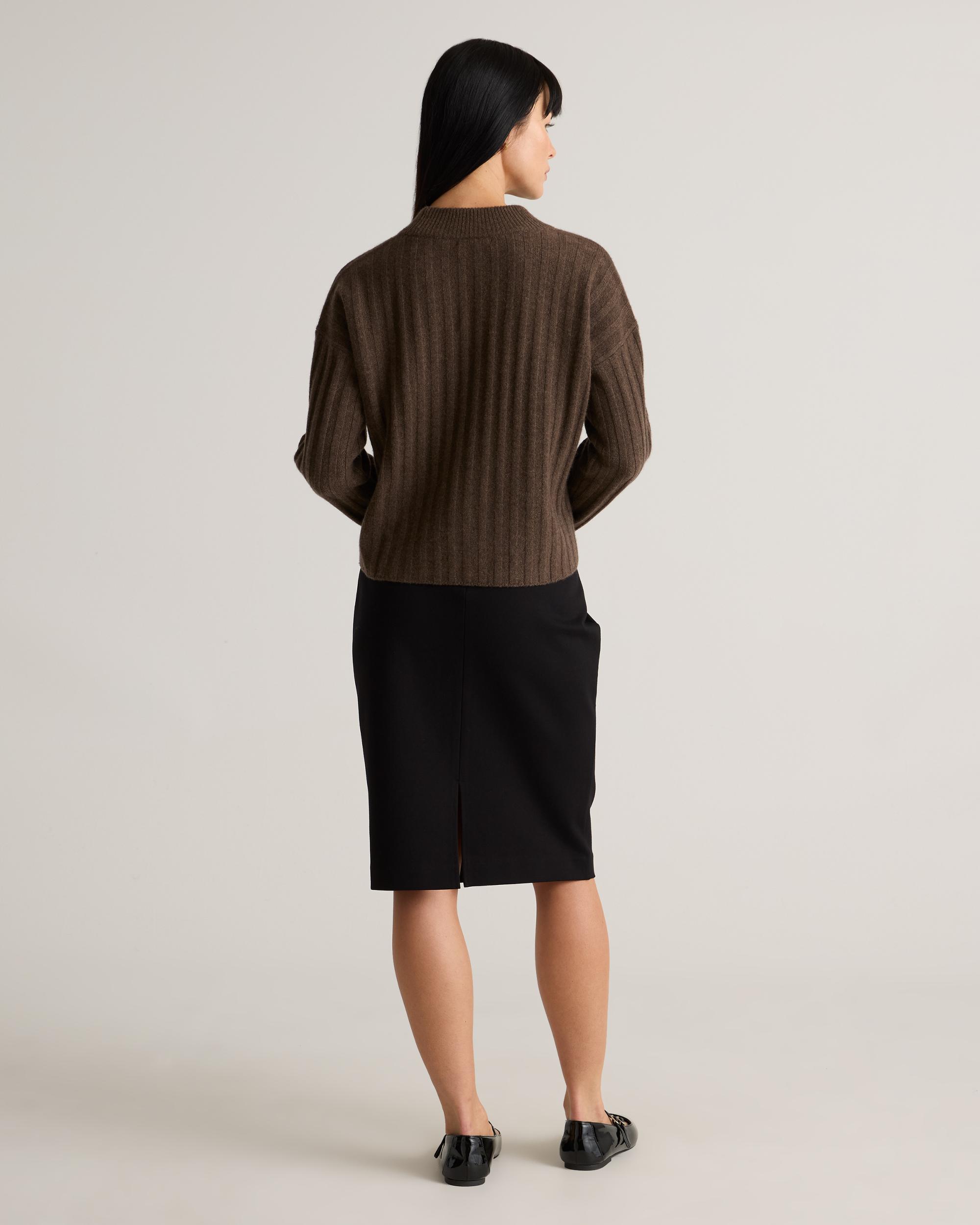 Quince | Women's Mongolian Cashmere Wide-Rib Cropped Mockneck Sweater Product Image