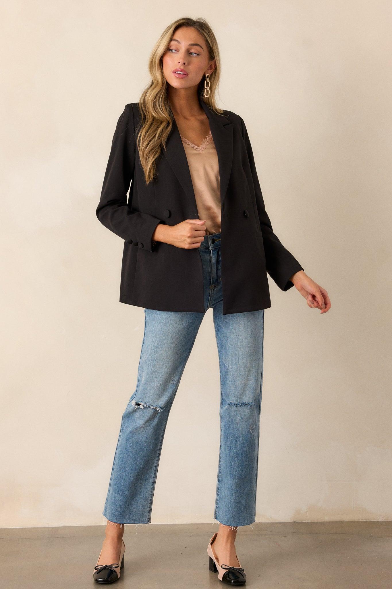 Down To Business Black Blazer Product Image