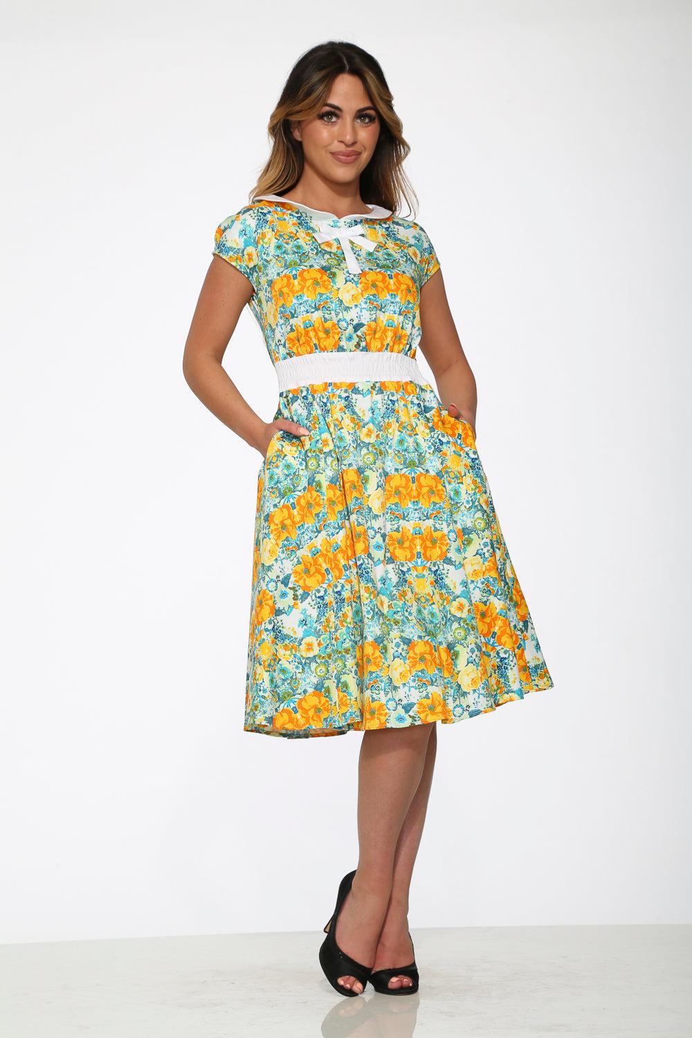 Yellow Floral Swing Dress Product Image
