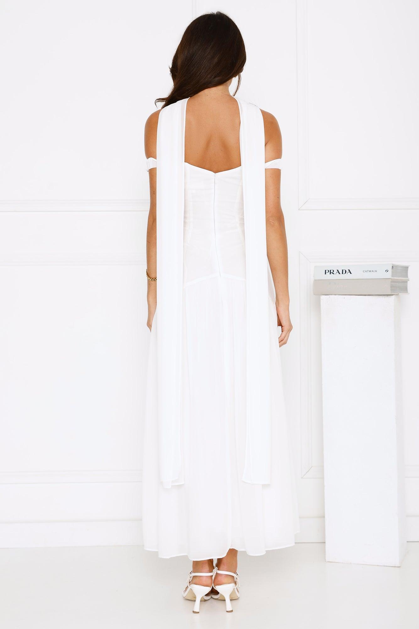 The Style Spotlight Off Shoulder Maxi Dress White Product Image