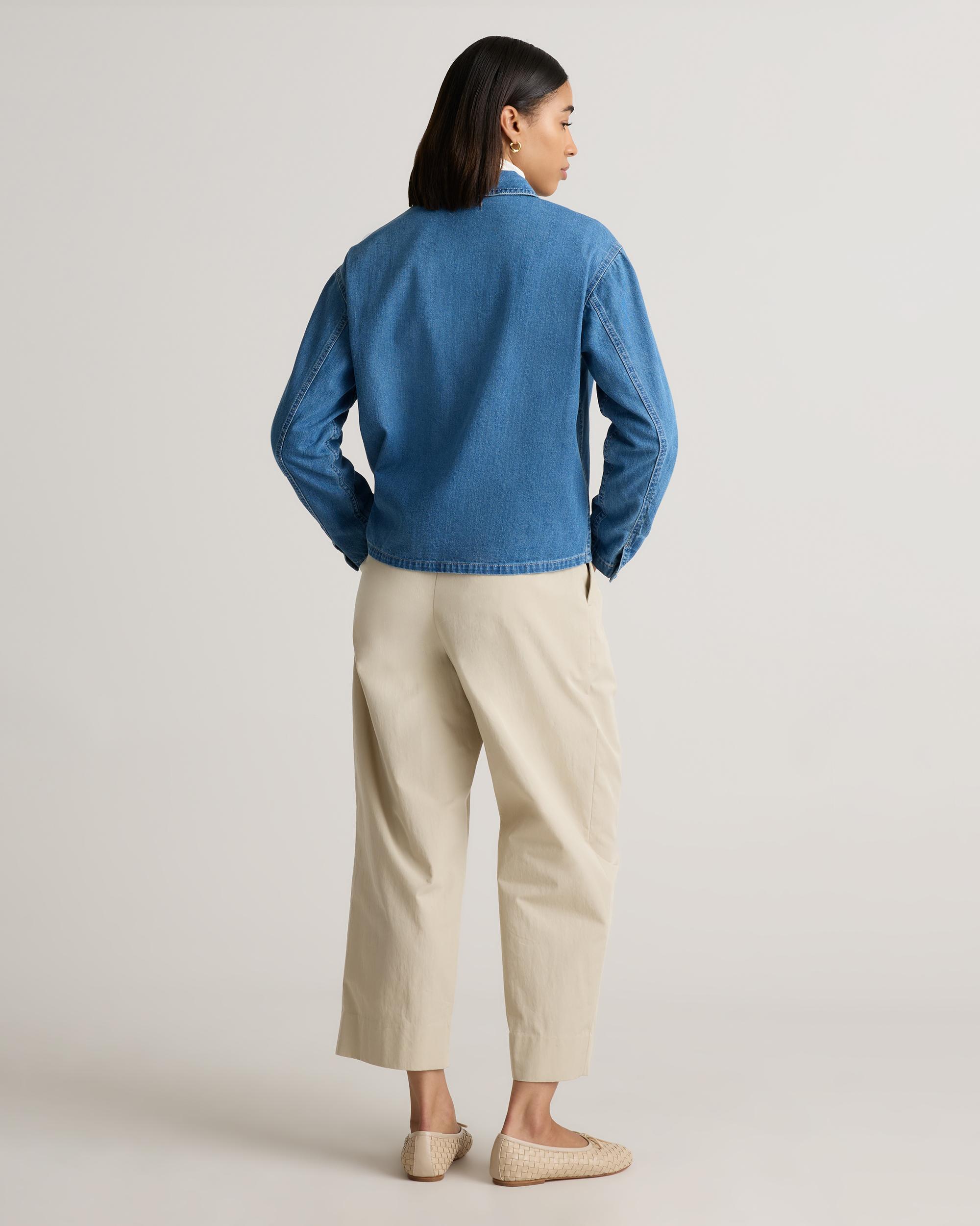 Quince | Women's Distressed Denim Popover Shirt Organic Cotton Product Image