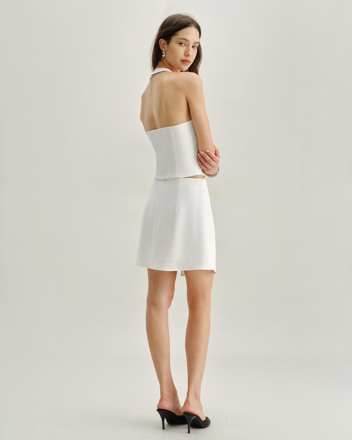 White Irregular Mini Skirt Product Image