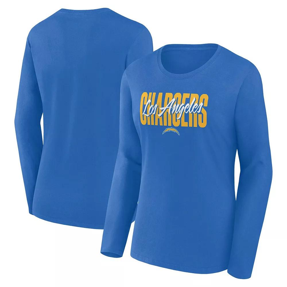 Women's Powder Blue Los Angeles Chargers Grip Long Sleeve T-Shirt,  Product Image
