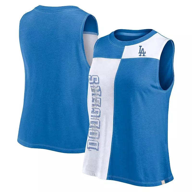 Women's Fanatics Branded Royal/White Los Angeles Dodgers Color-Block Tank Top,  Product Image