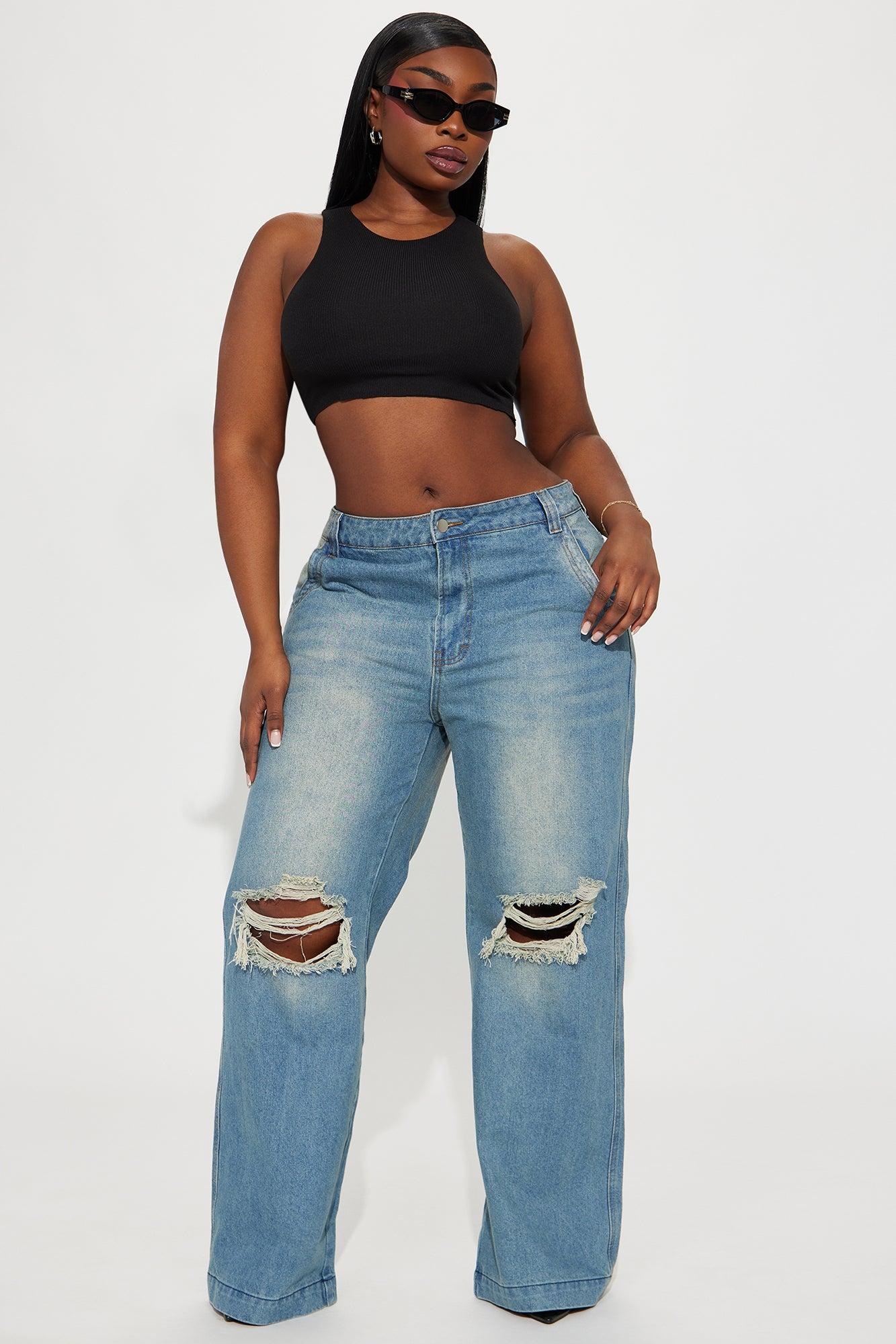 Drew Drop Waist Baggy Jeans - Medium Wash Product Image