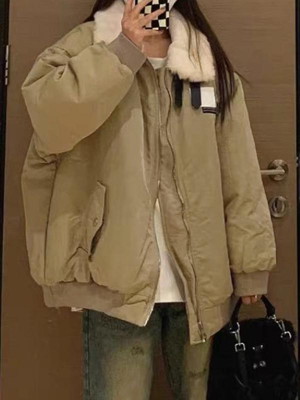 Vintage Fuzzy Collar Zip Up Jacket Product Image