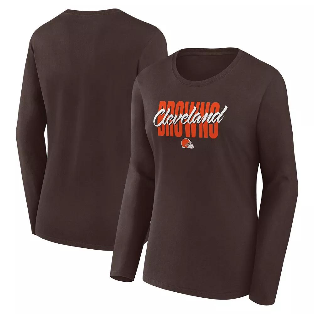 Women's Brown Cleveland Browns Grip Long Sleeve T-Shirt,  Product Image