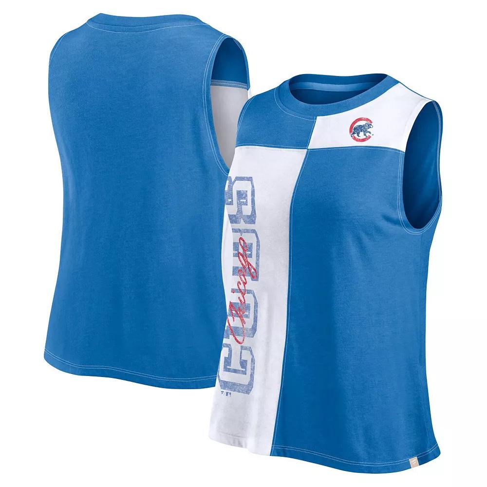 Women's Fanatics Branded Royal/White Chicago Cubs Color-Block Tank Top,  Product Image