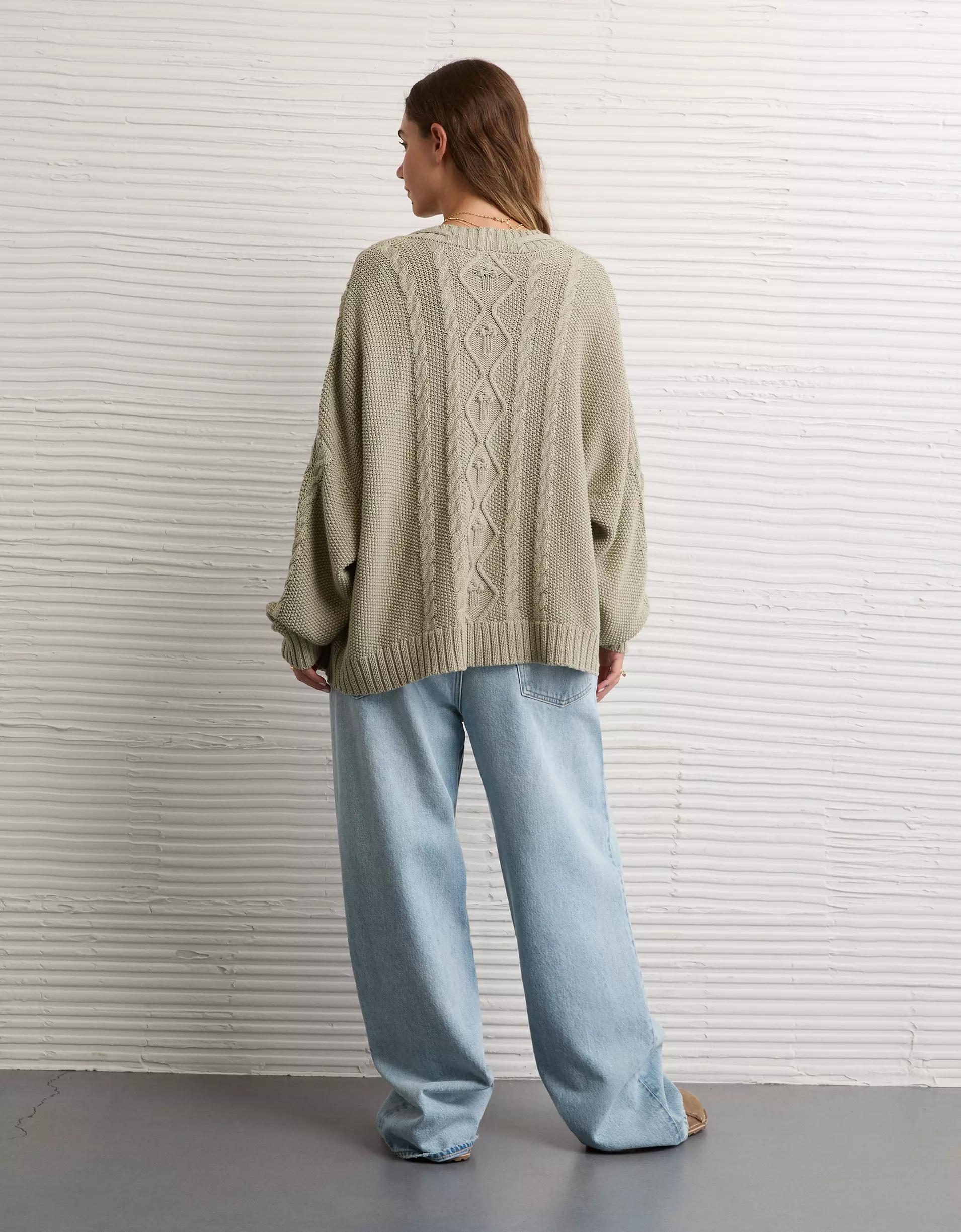 AE Open Front Cable Cardigan Product Image