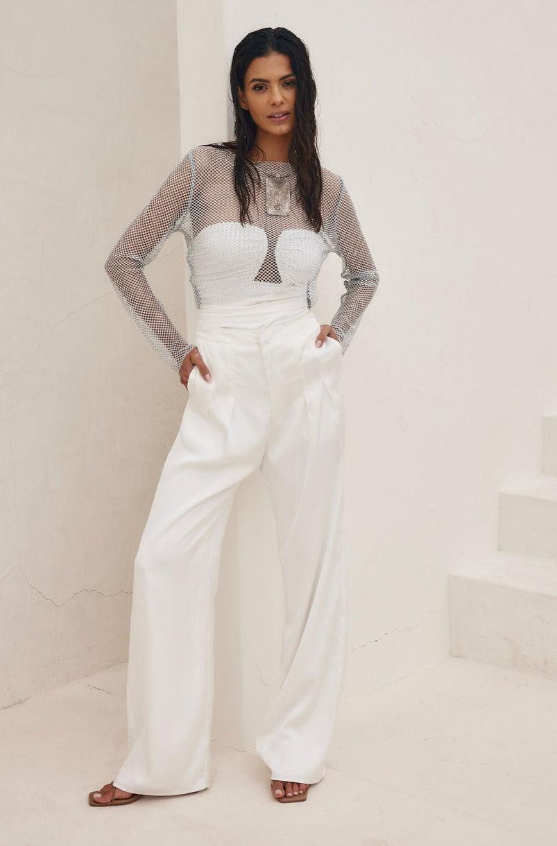 Hands Off Silver Rhinestone Top Female Product Image