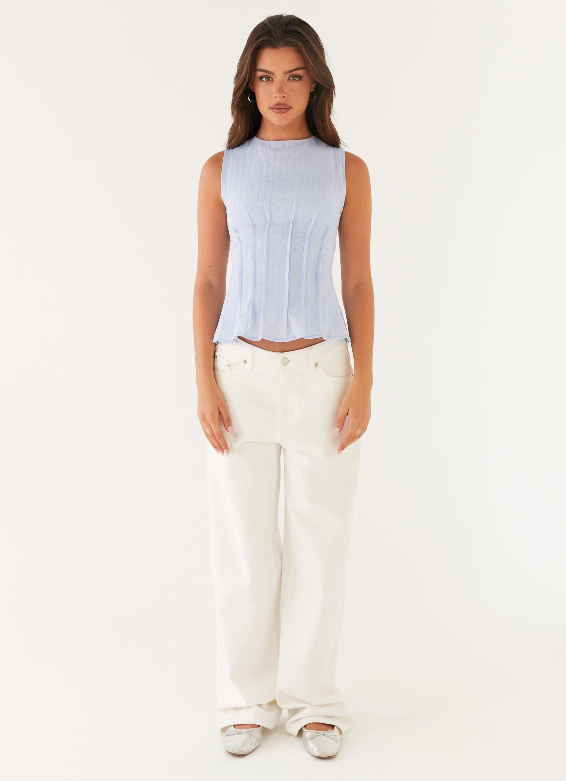 Franco Tie Back Top - Blue Product Image