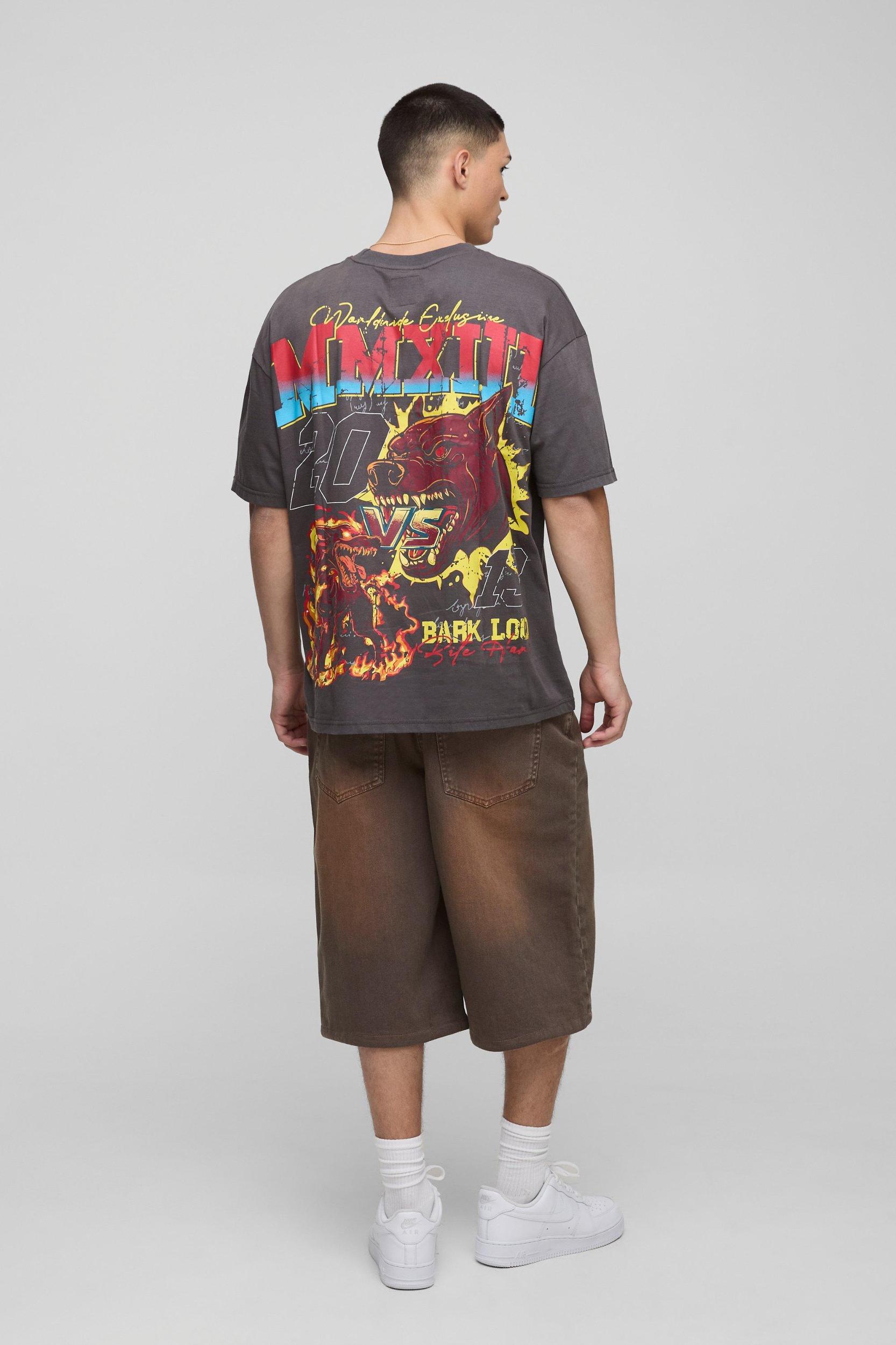 Oversized Canine Worldwide 2013 Large Scale Printed T-Shirt | boohooMAN USA Product Image