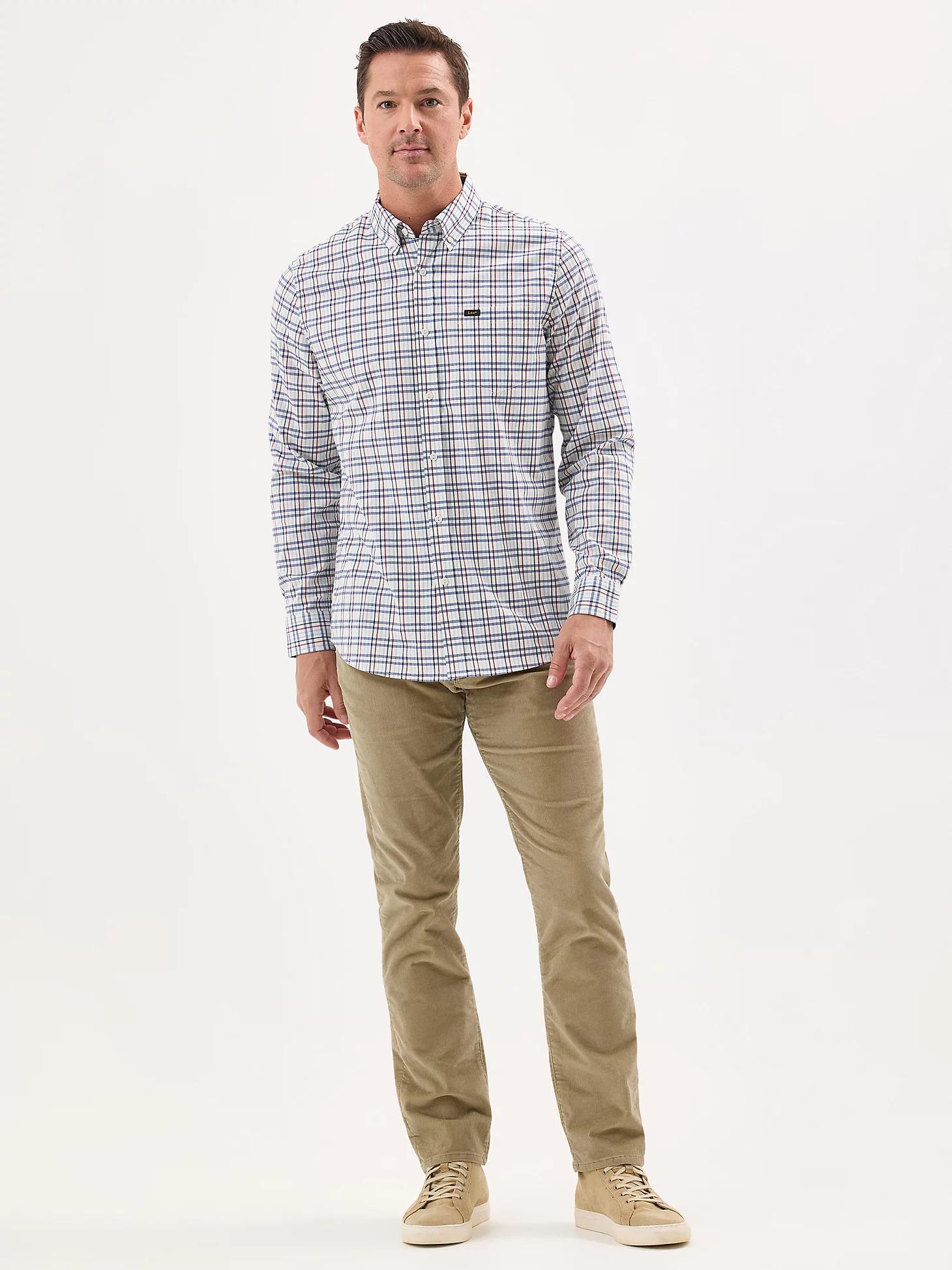 Men's Poplin Long Sleeve Plaid Shirt | Men's Tops | Lee® Product Image