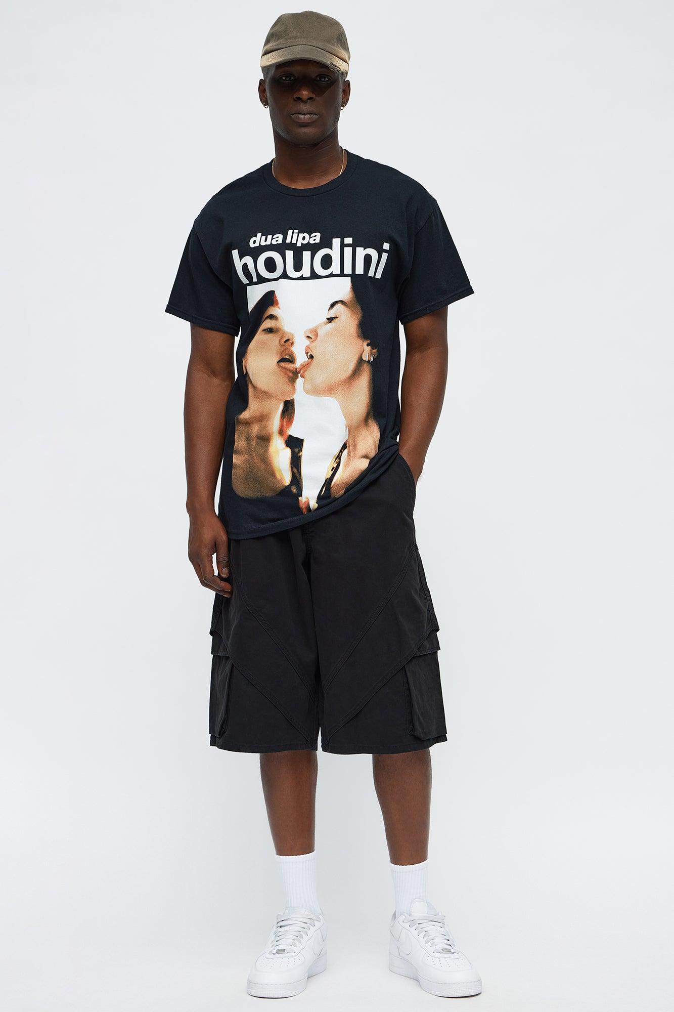 Baggy Hidden Lines Cargo Shorts - Black Male Product Image