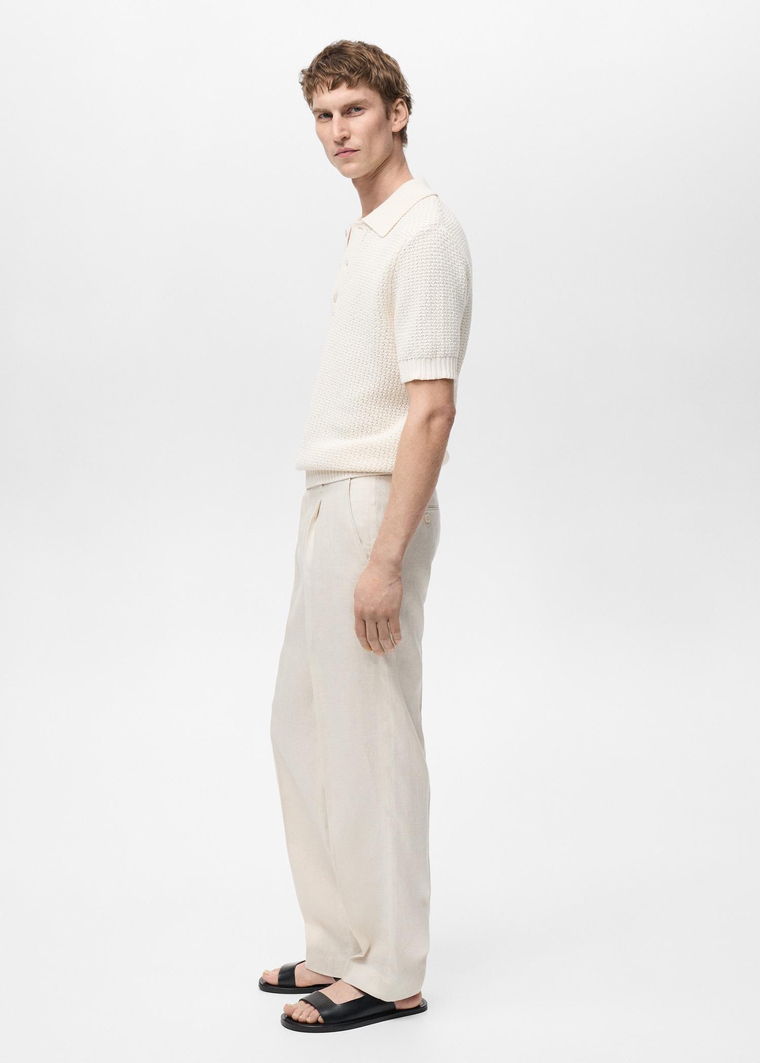 100% linen pleated pants - Men | MANGO USA Product Image