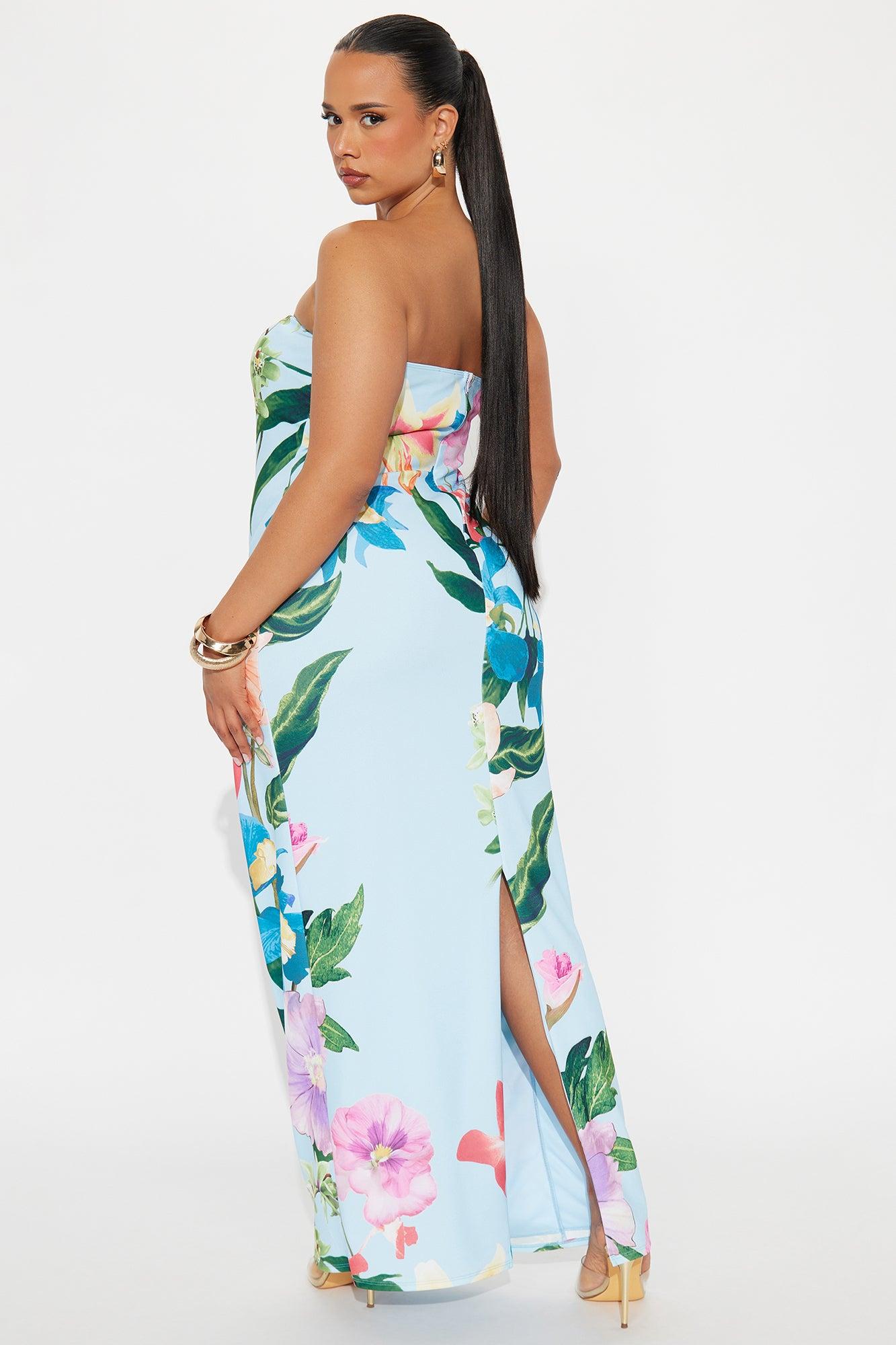 Pretty Petals Tube Maxi Dress - Blue/combo Female Product Image