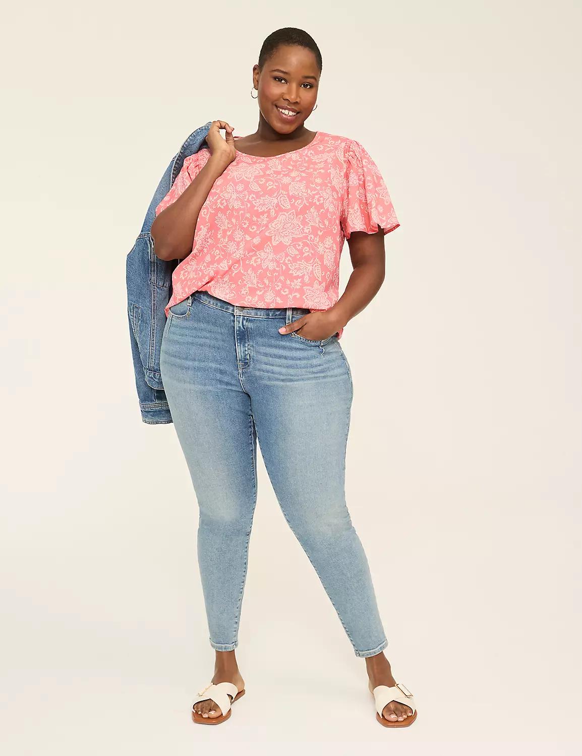 Flutter-Sleeve Smocked-Shoulder Top Product Image