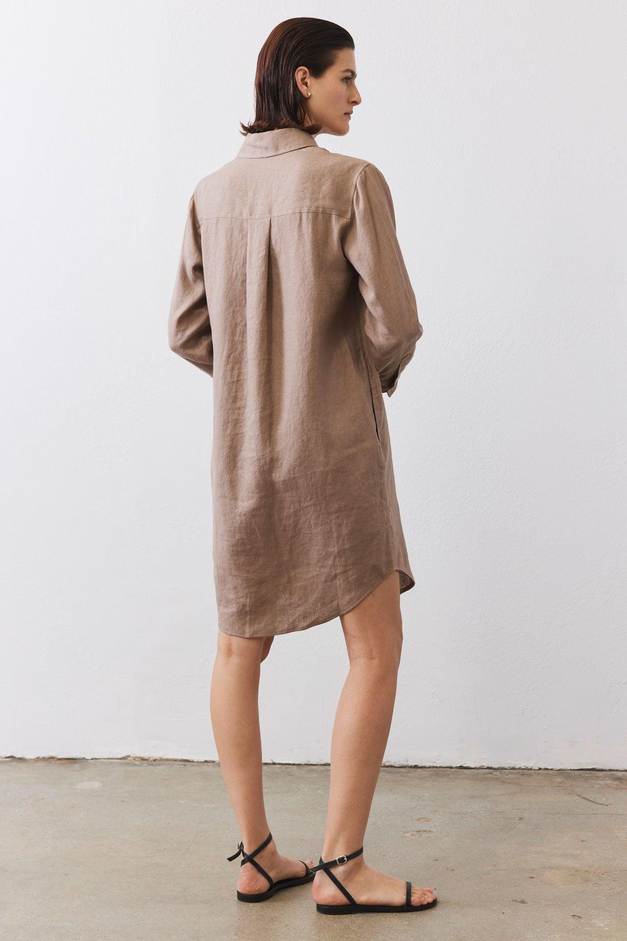 Linen Button Down Shirt Dress Product Image