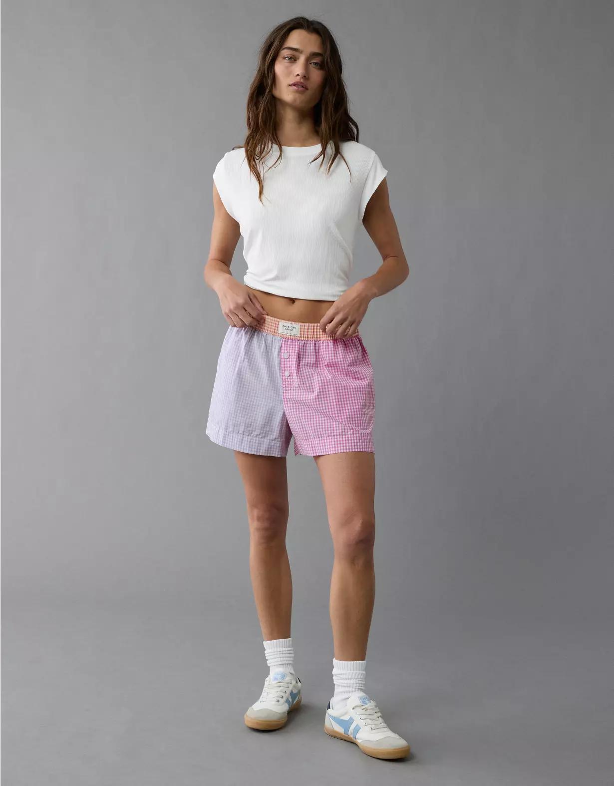 AE Gingham Colorblock Boxer Sleep Short Product Image