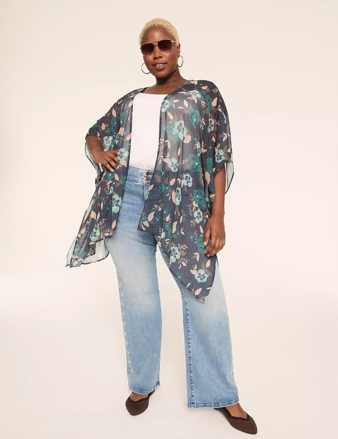 Crinkle Chiffon Elbow-Sleeve Overpiece Product Image