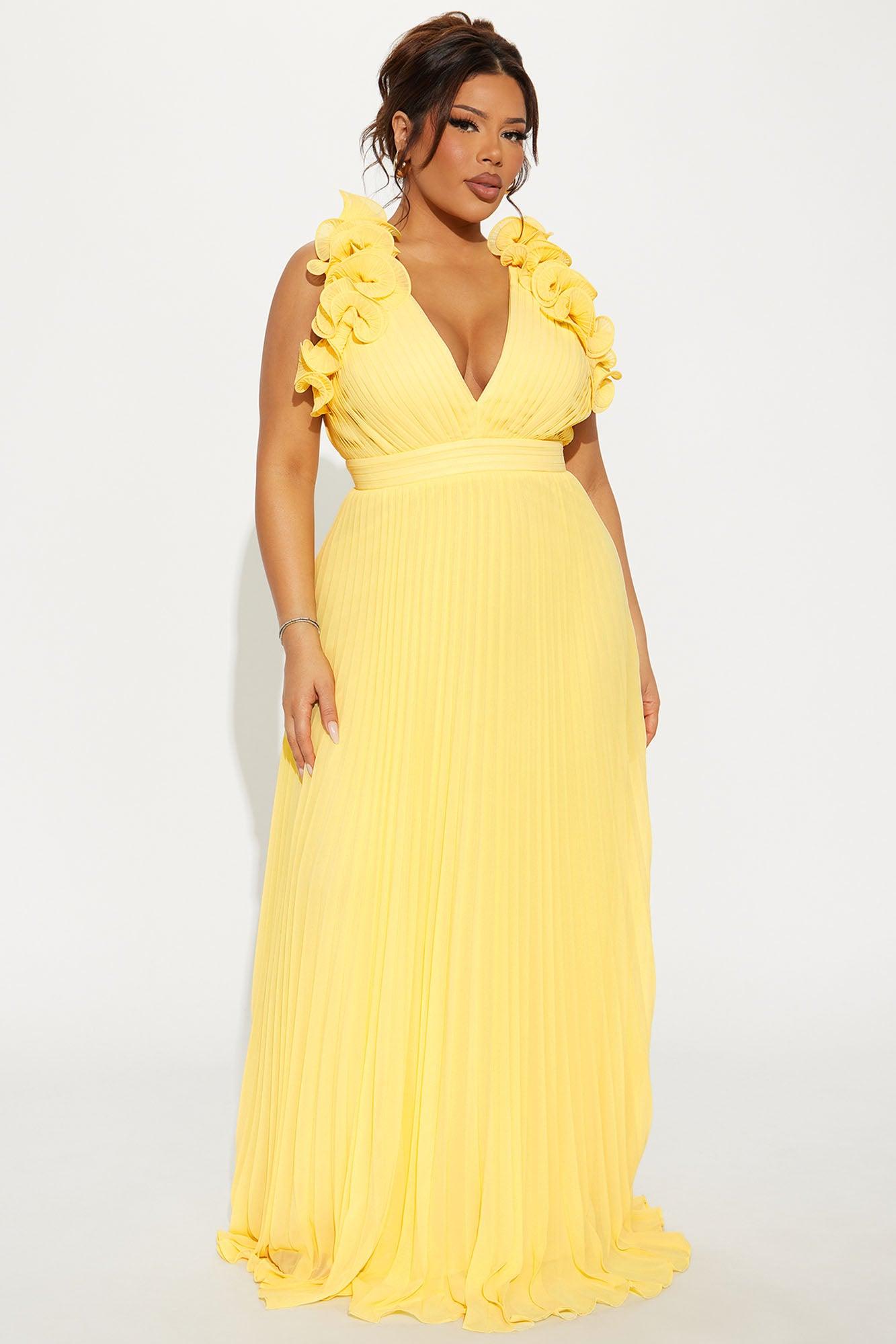 Julia Chiffon Maxi Dress - Butter Yellow Product Image