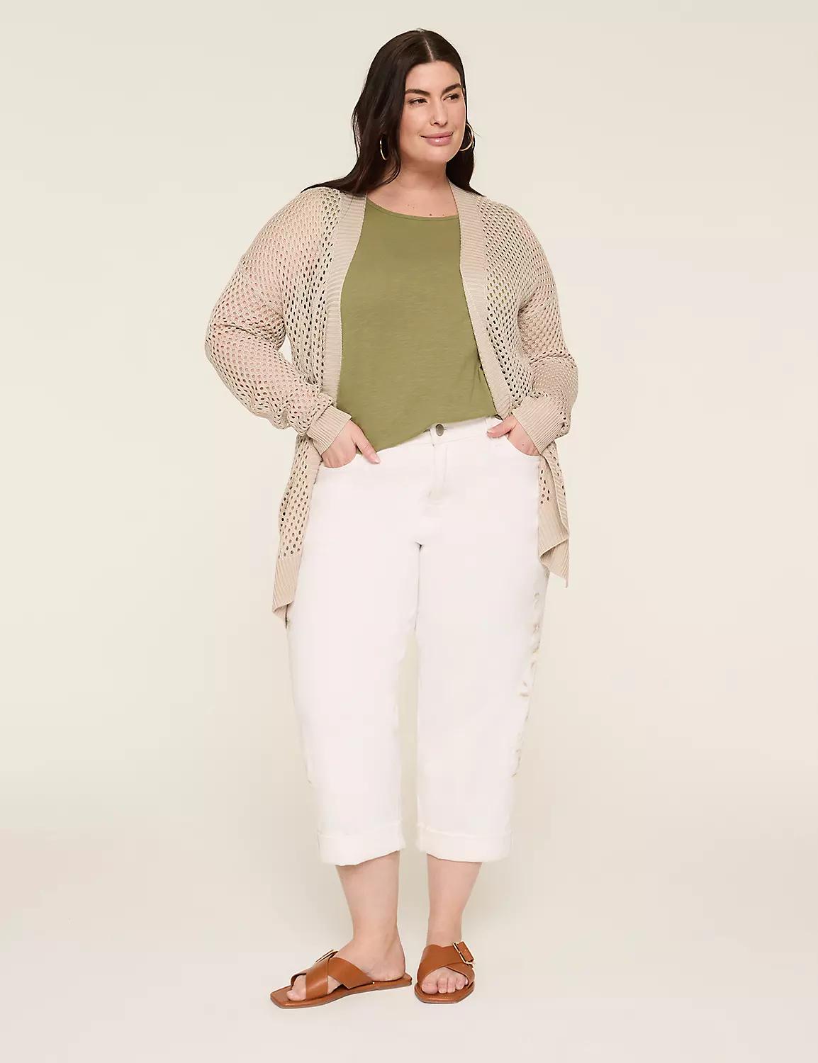 Embroidered Boyfriend Fit Capri Jean Product Image