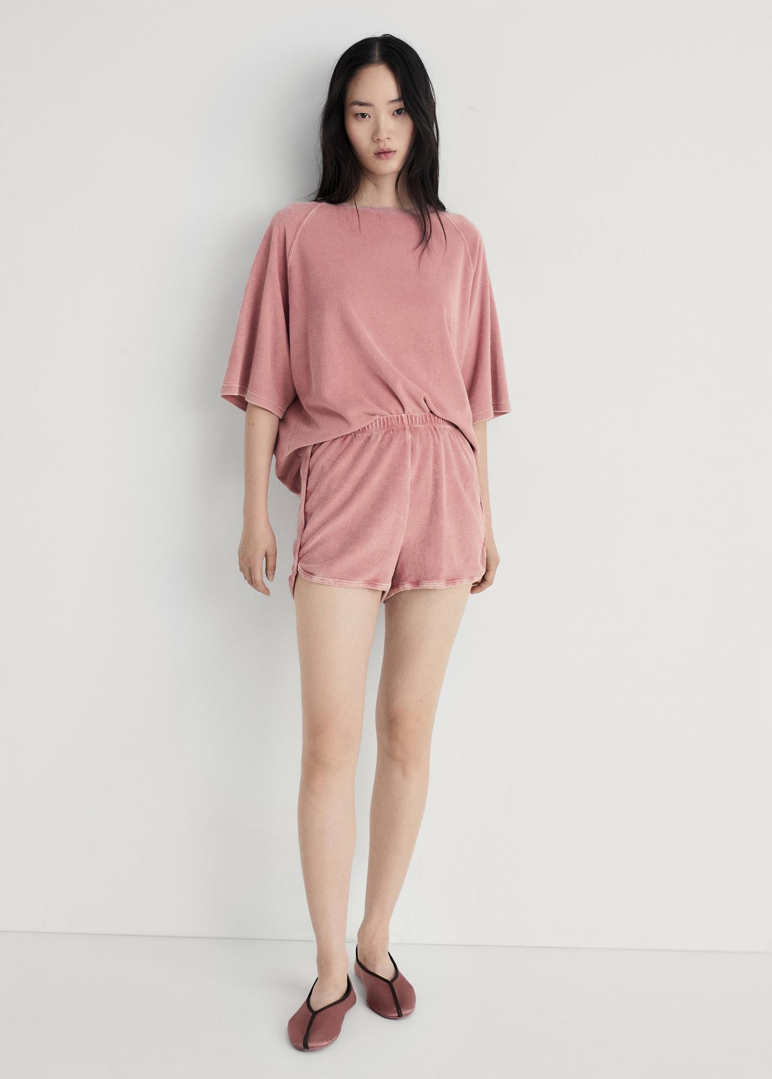 Terry cotton overdyed shorts - Women | MANGO USA Product Image