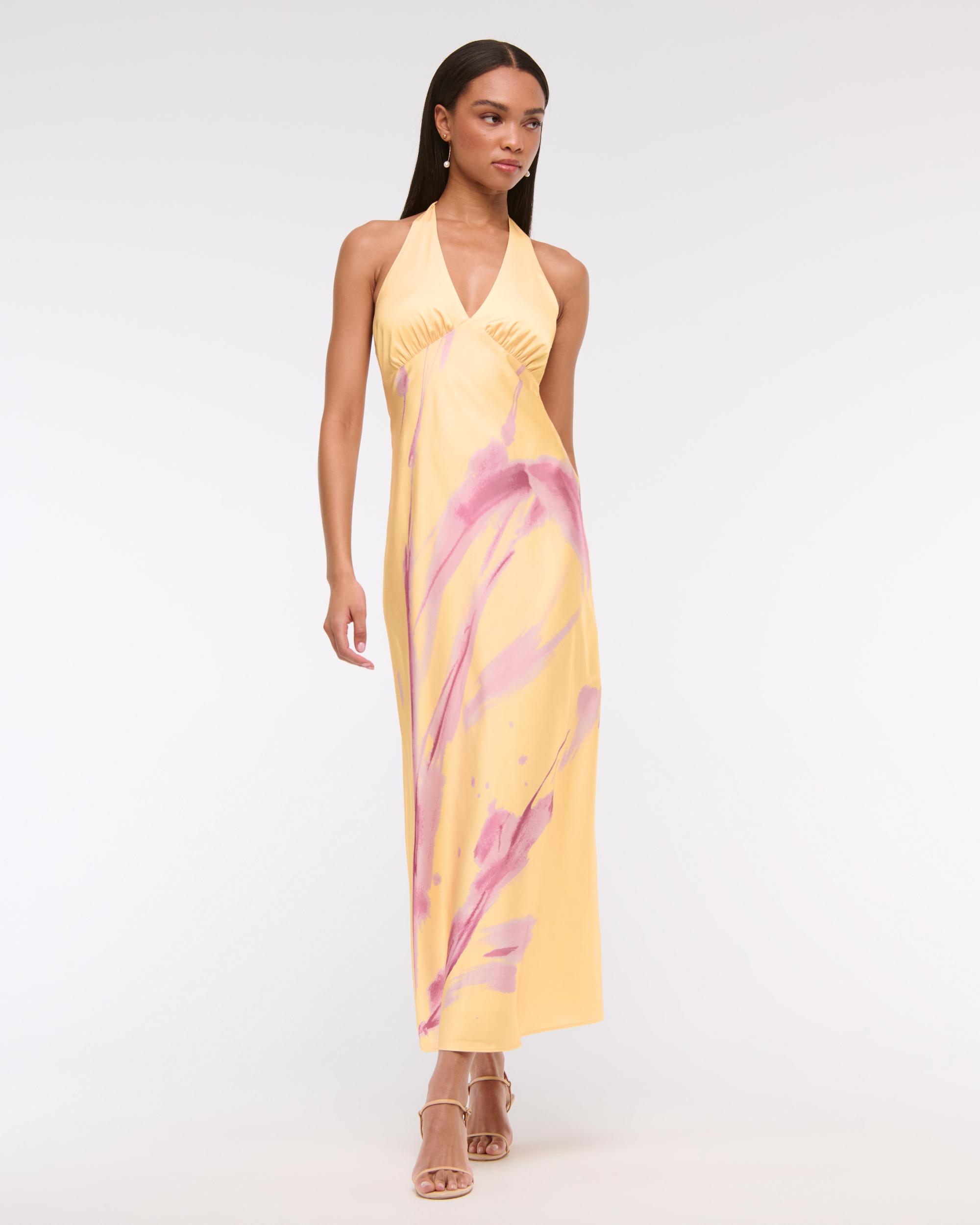The A&F Julia Slip Halter Maxi Dress Product Image