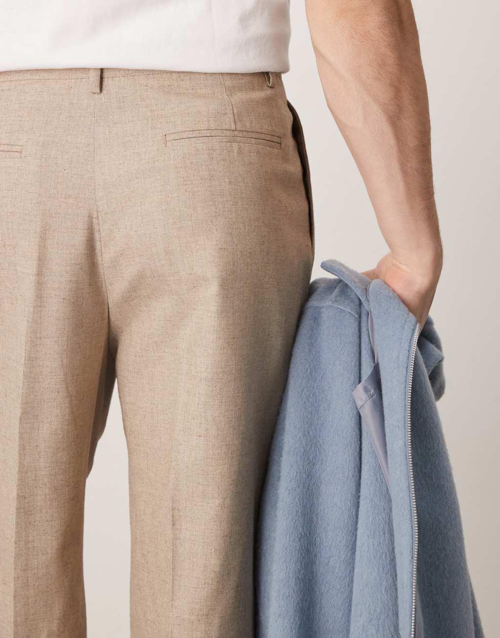 ASOS DESIGN wide leg dress pants in stone texture Product Image