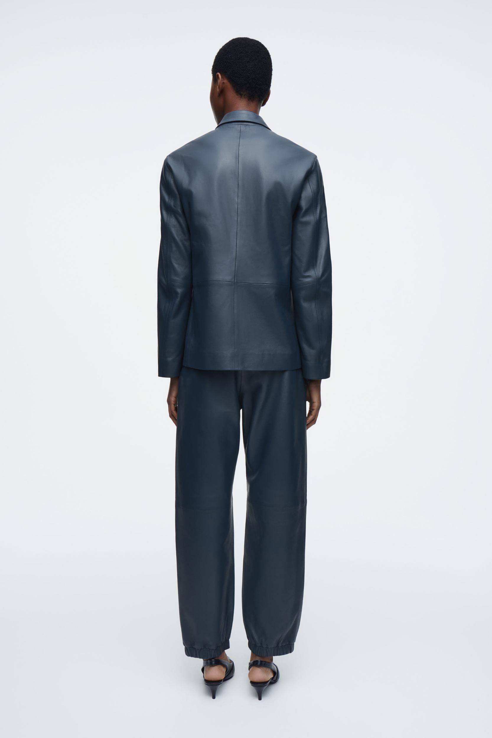 LEATHER SINGLE-BREASTED BLAZER Product Image