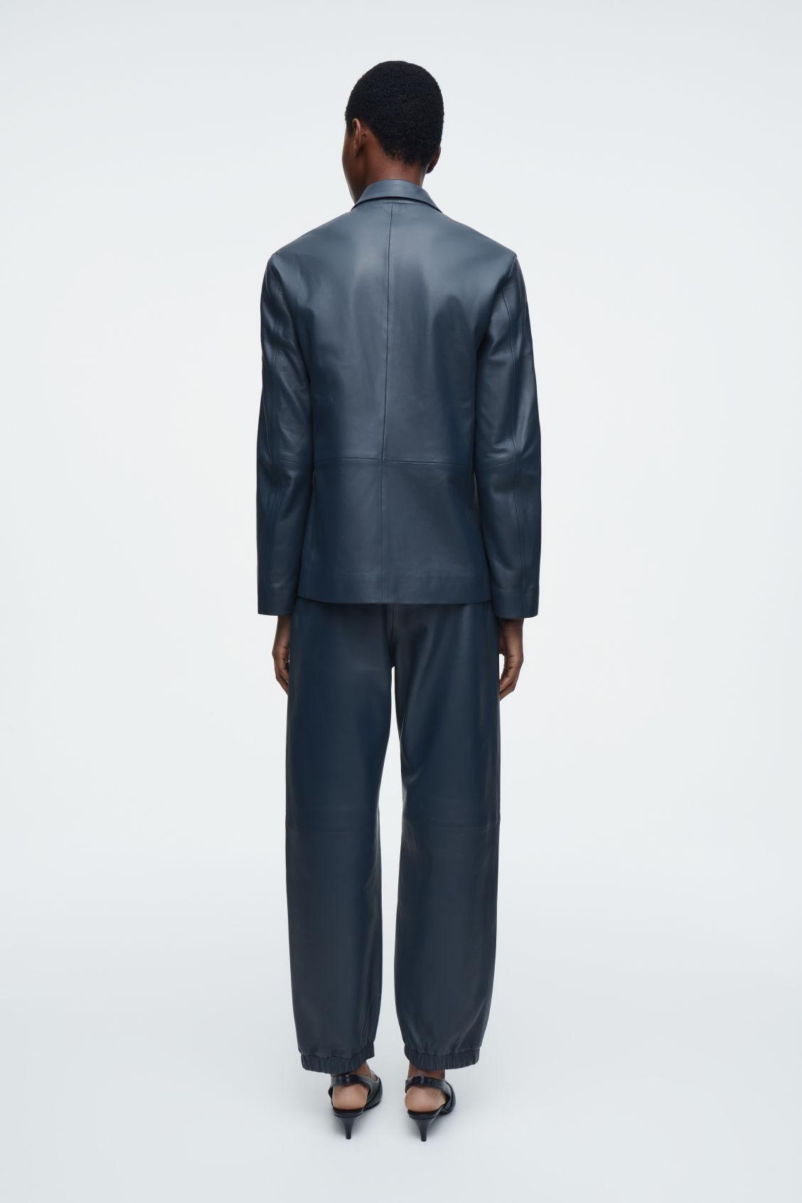 LEATHER SINGLE-BREASTED BLAZER Product Image