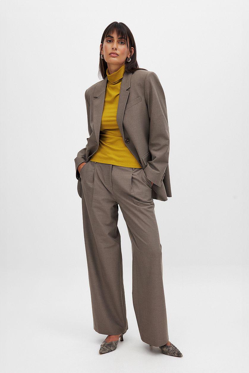 Long Sleeve Roll Neck Top Yellow Product Image