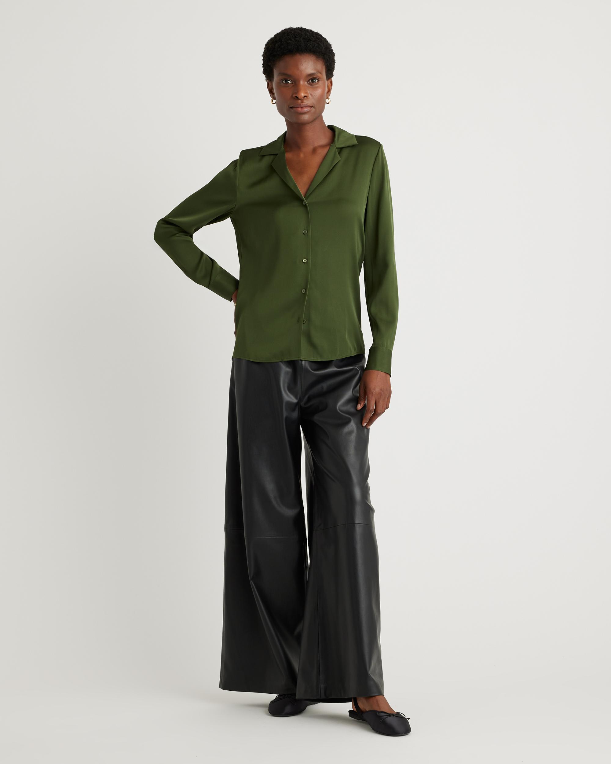 Quince | Women's Washable Stretch Silk Notch Collar Blouse Product Image