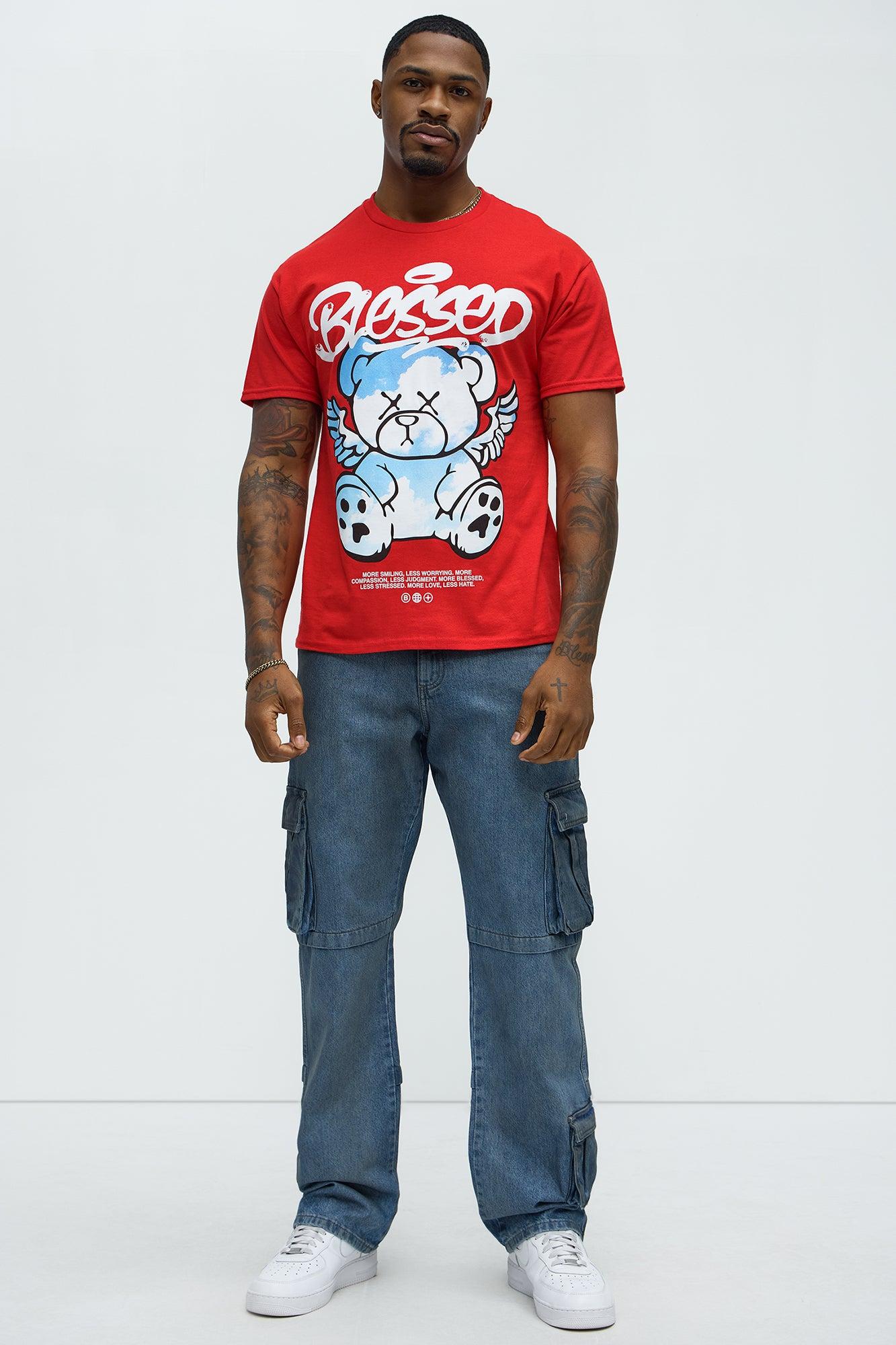 Blessed Bear Short Sleeve Crew Neck T shirt - Red Product Image