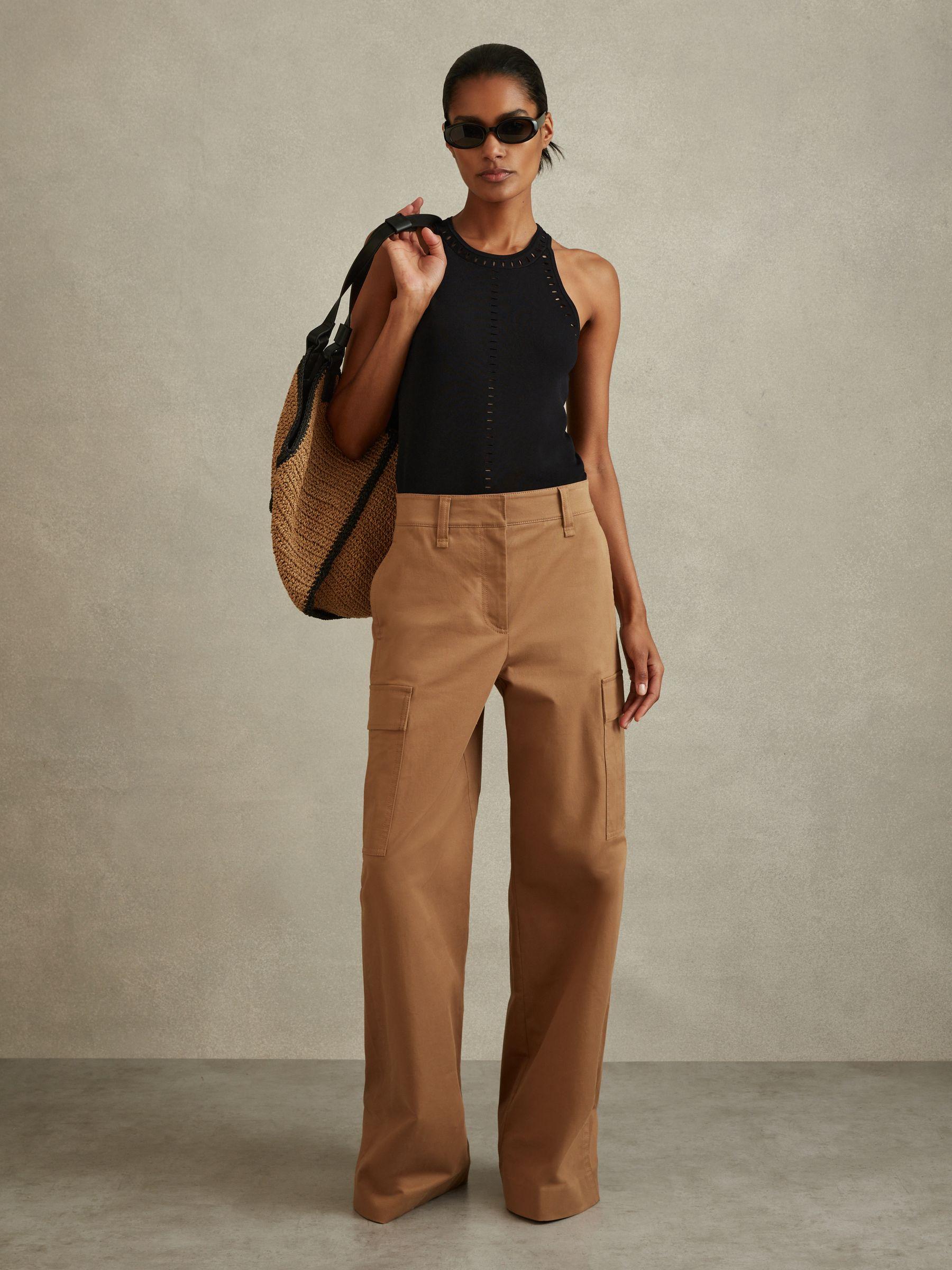 Fitted Cut-Out Detail Vest in Black Product Image