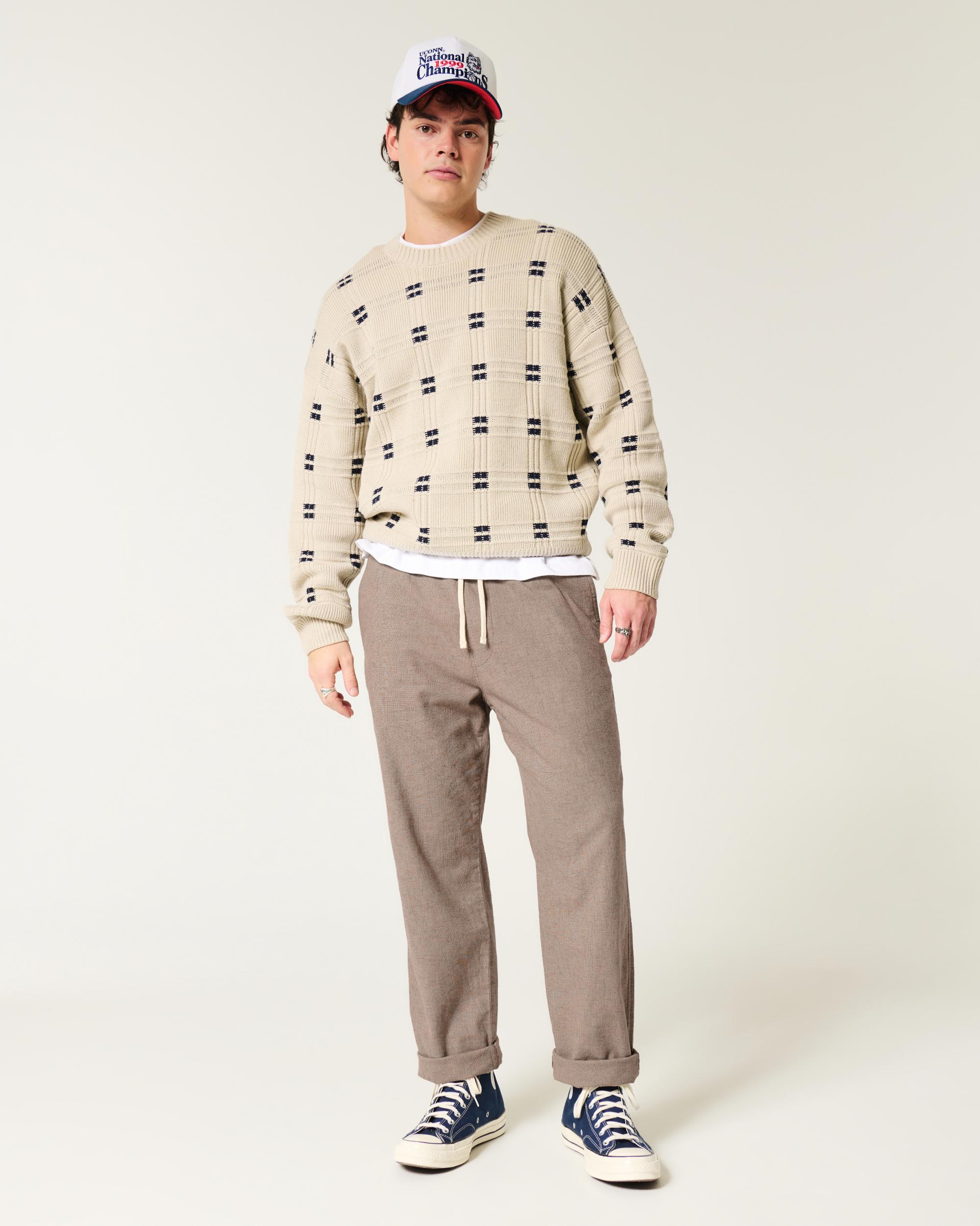 Linen-Blend Loose Pull-On Pants Product Image