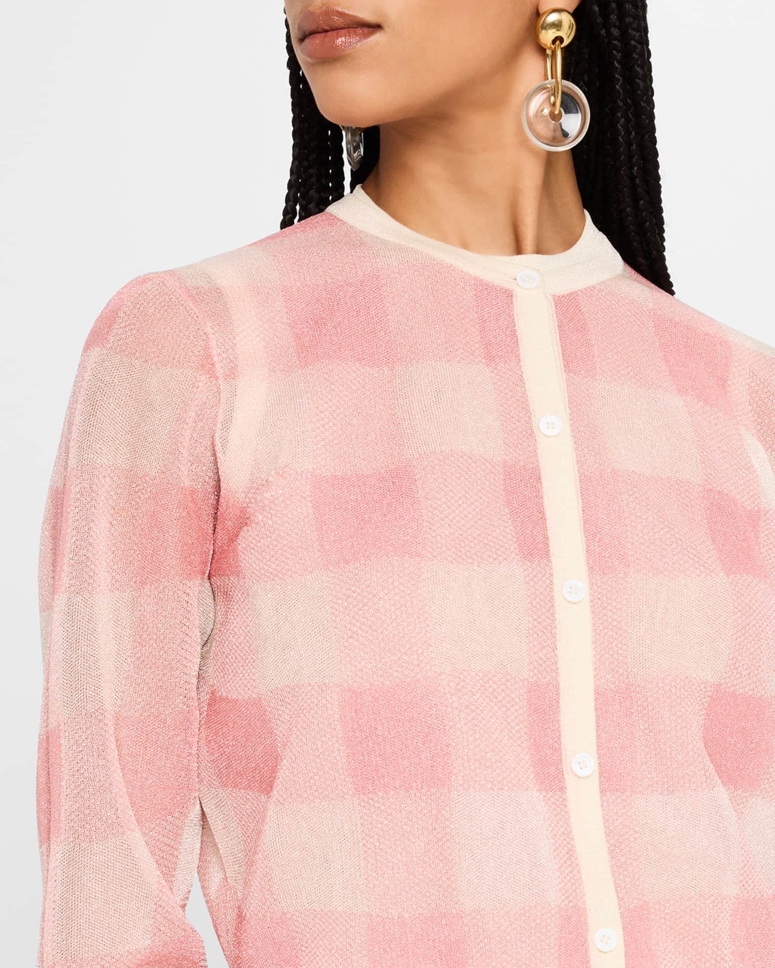 Check Crewneck Cardigan Product Image