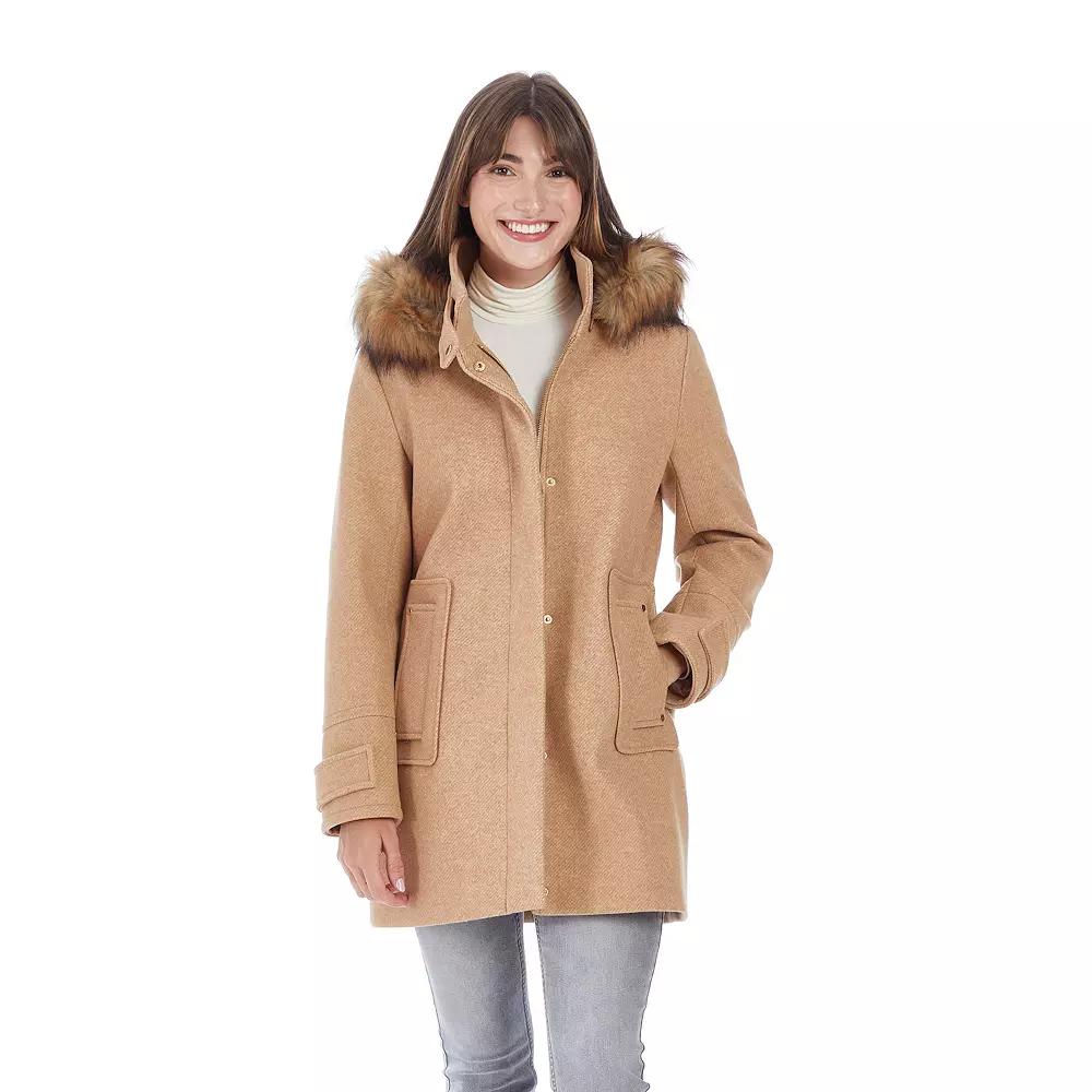 Women's Nine West Modern Duffle Coat with Removeable Hood, Size: Small, Soft Camel Product Image