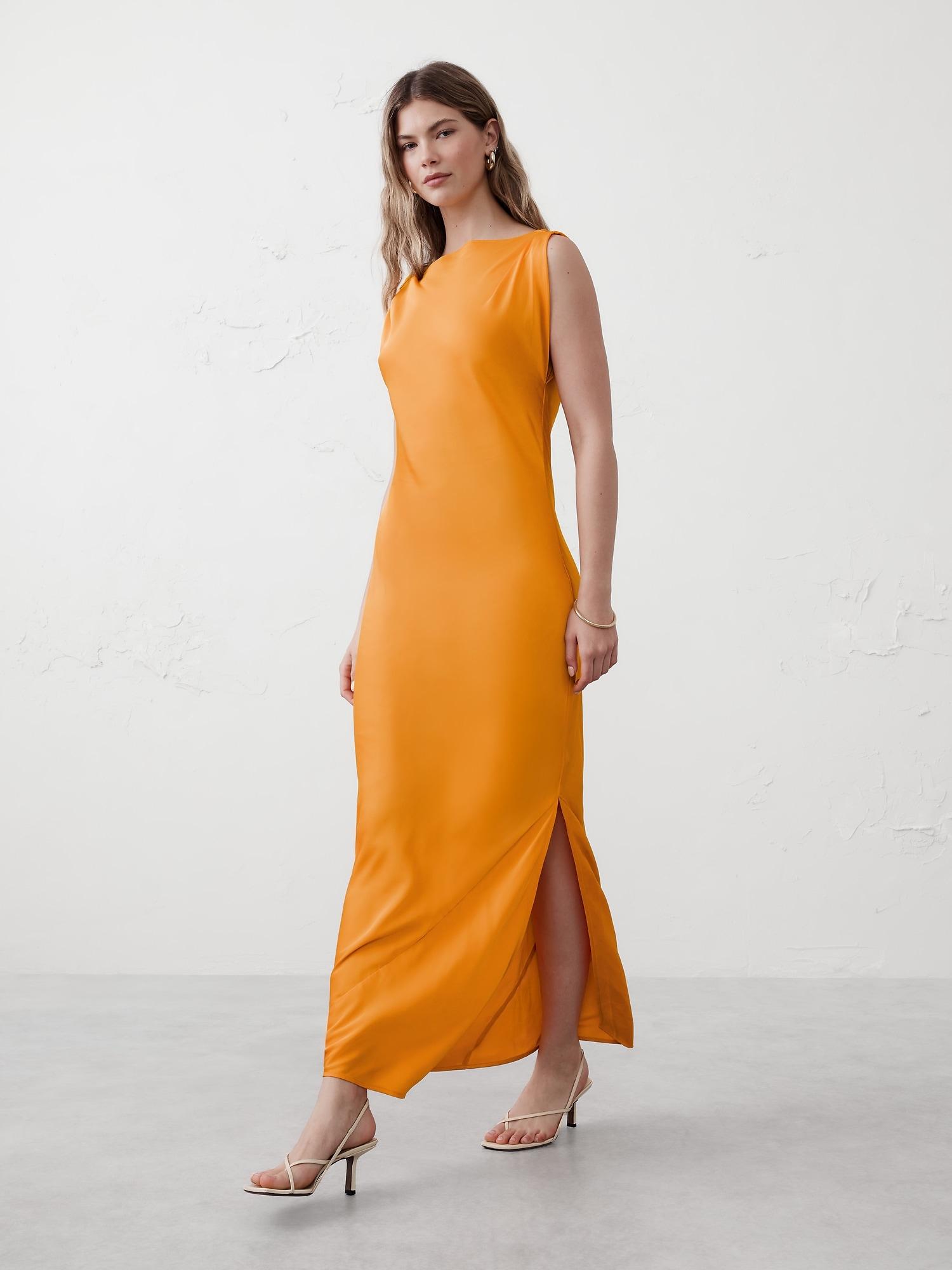 Satin Twist Shoulder Maxi Dress Product Image