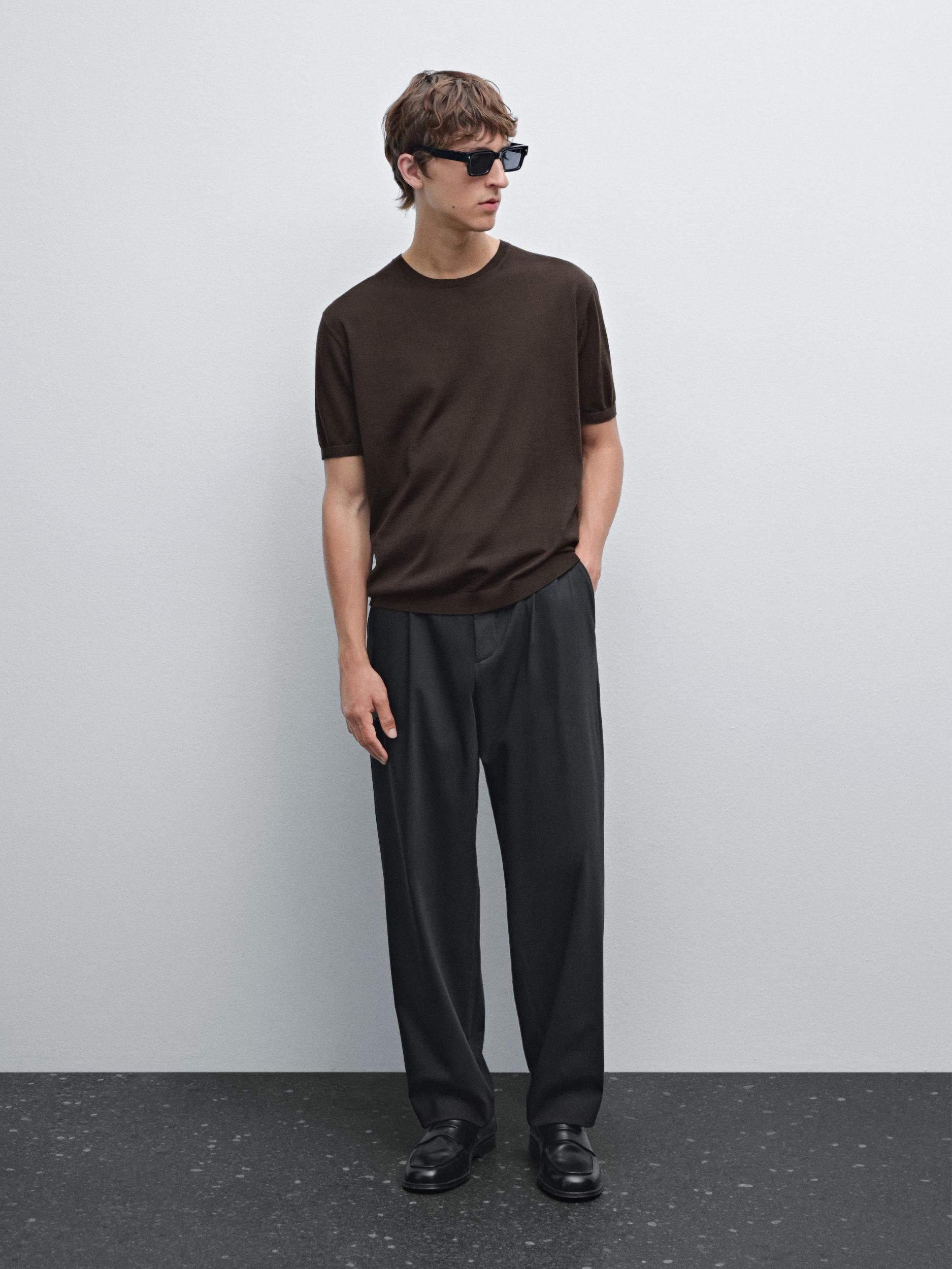 Short sleeve knit wool blend T-shirt Product Image