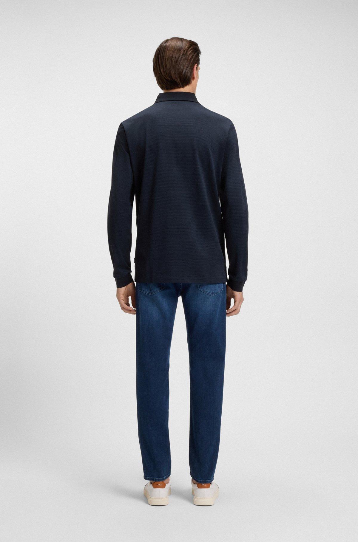 Mercerised-cotton polo shirt with plain collar Product Image