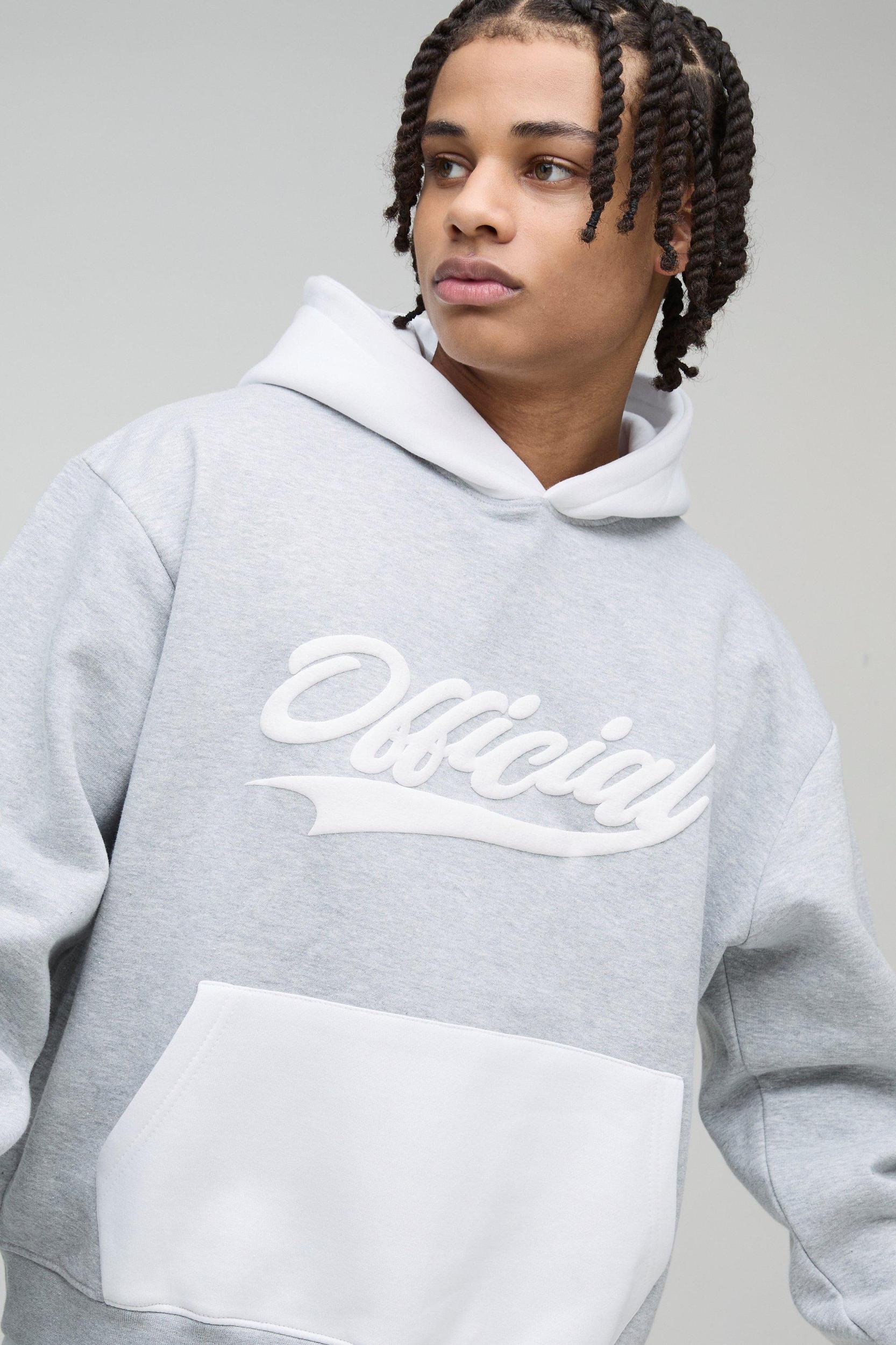 Oversized Boxy Colour Block Puff Print Tracksuit | boohooMAN USA Product Image