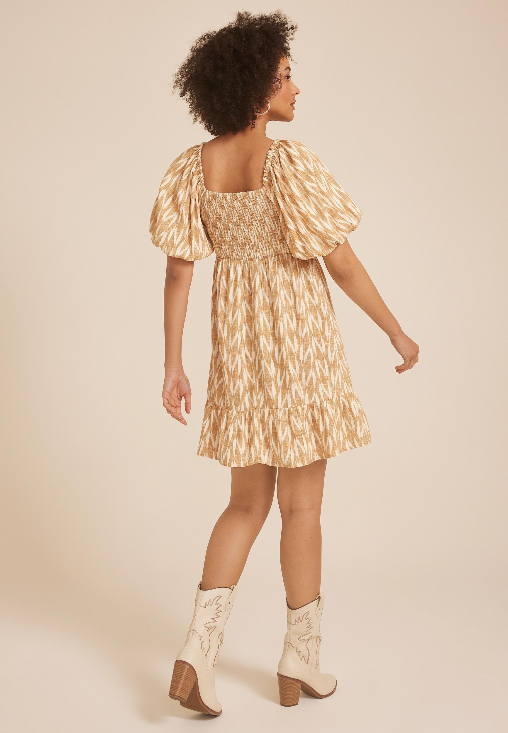 Maurices Womens Smocked Bubble Sleeve Skater Dress Product Image