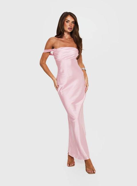 Azura Off The Shoulder Maxi Dress Pink Product Image
