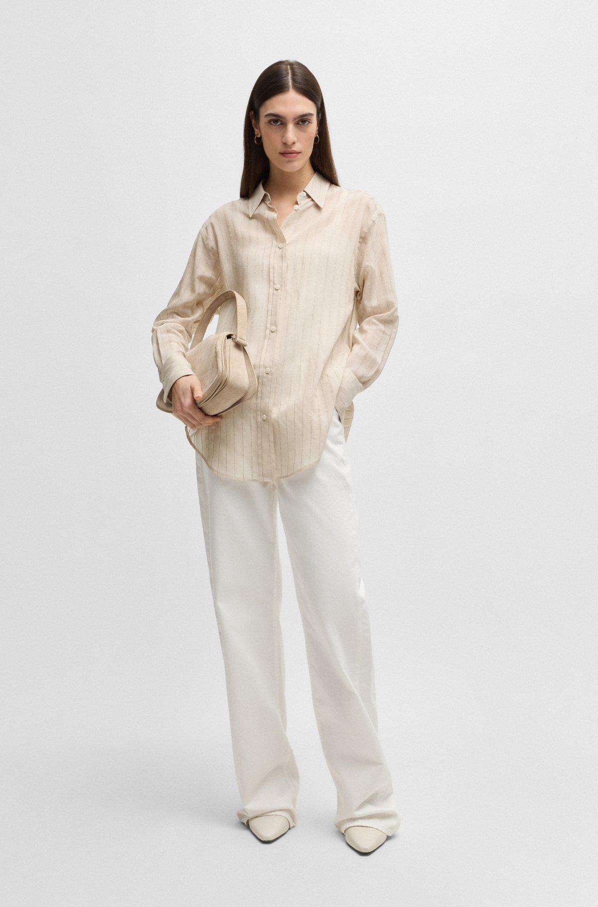 Regular-fit blouse in striped cotton Product Image