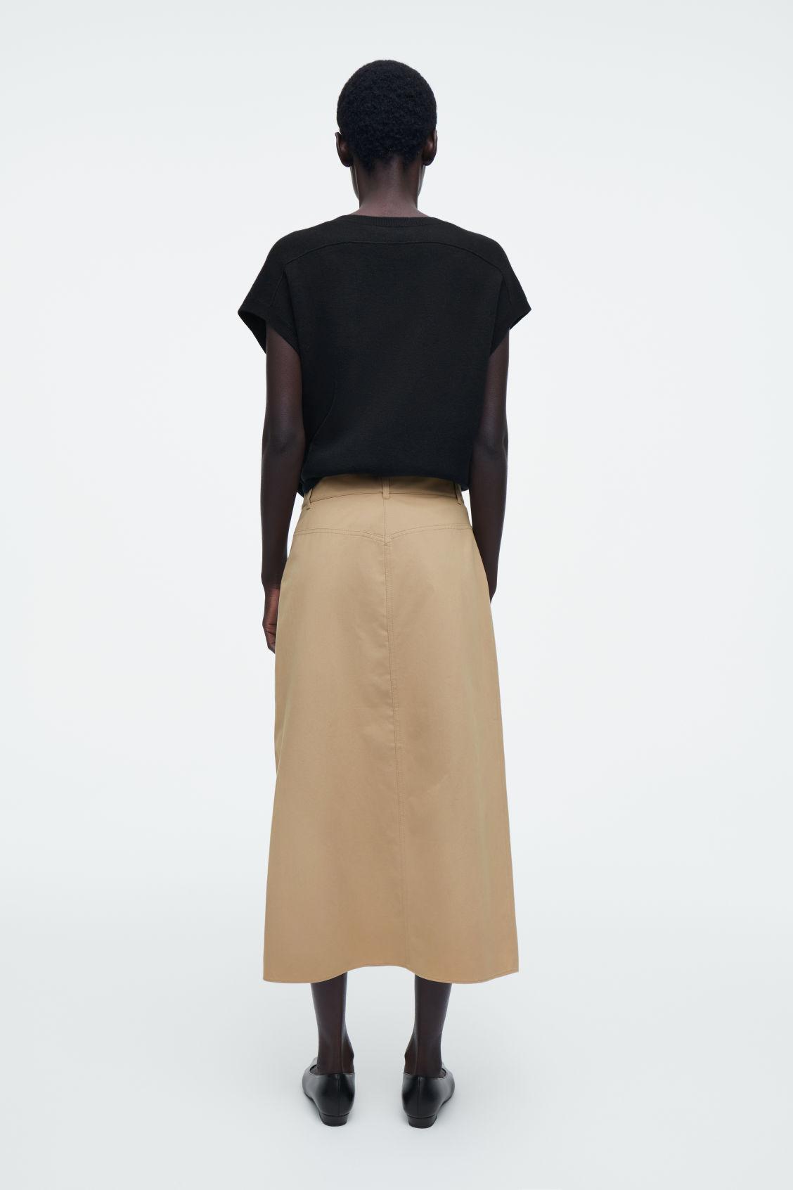 ASYMMETRIC COTTON MIDI SKIRT Product Image