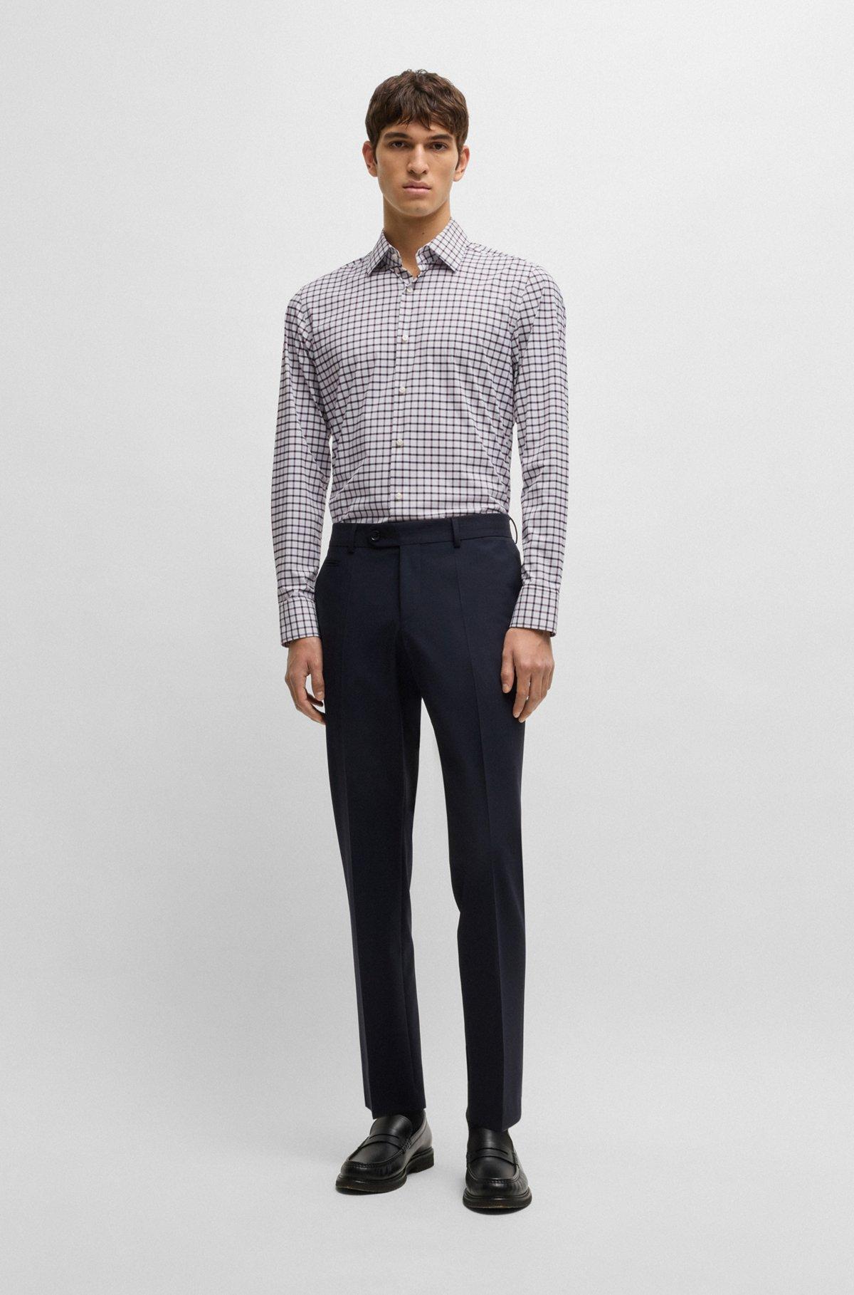 Slim-fit shirt in checked performance-stretch material Product Image