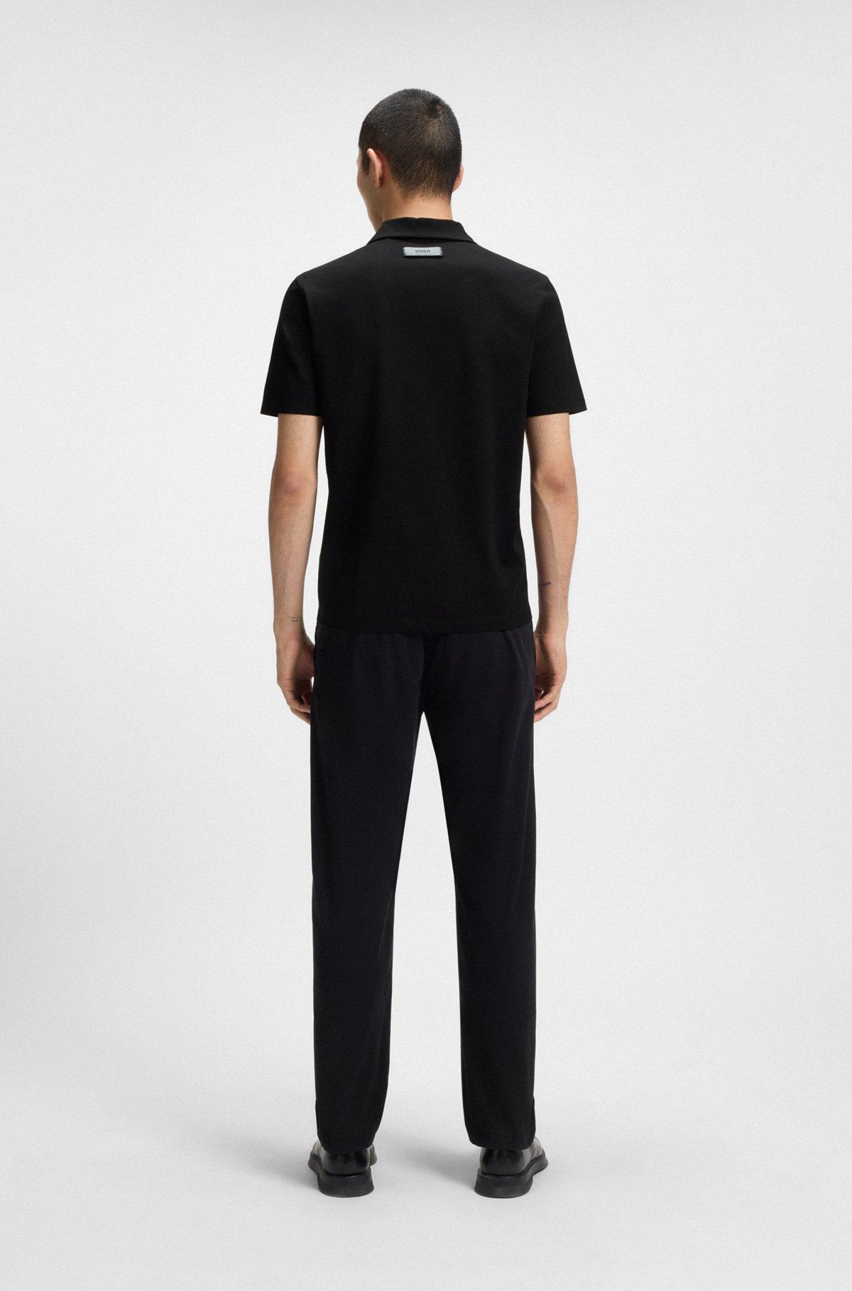 HUGO - Slim-fit polo shirt in mercerized cotton - Black Product Image