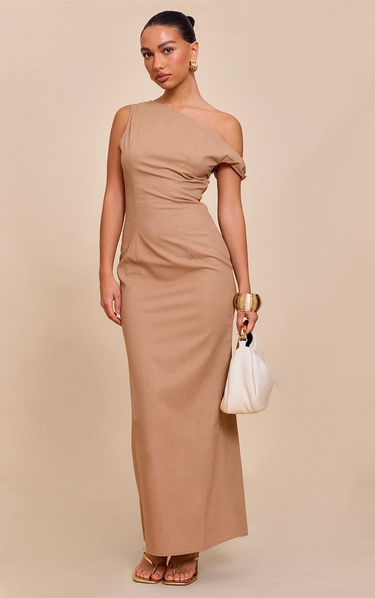 Taupe Knot Shoulder Maxi Dress Product Image